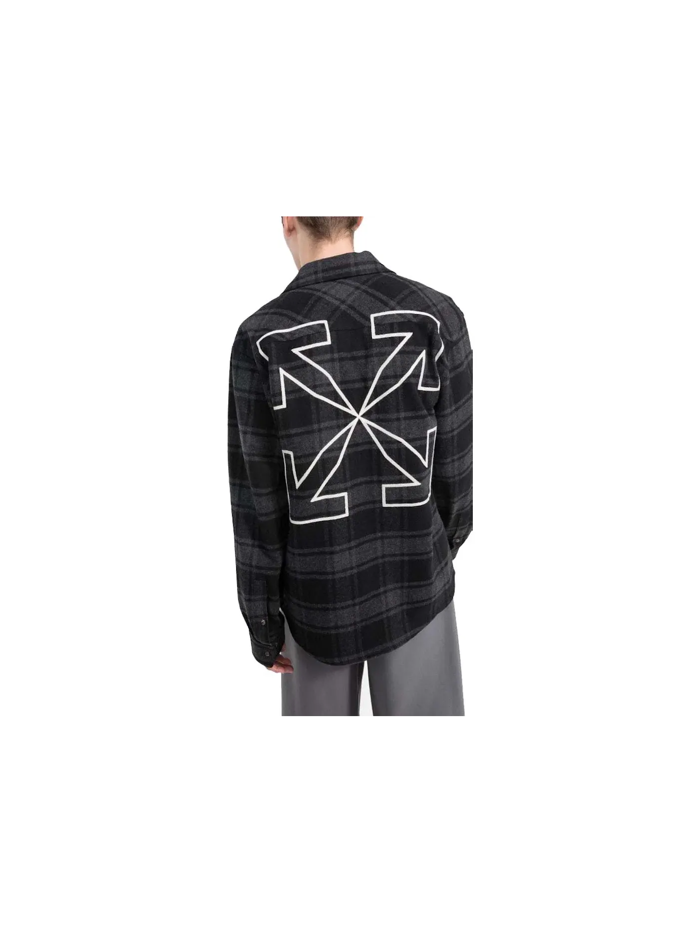 Мужская рубашка из фланели с принтом Outline ARR OFF-WHITE — изображение 2 из 2, серый/белый