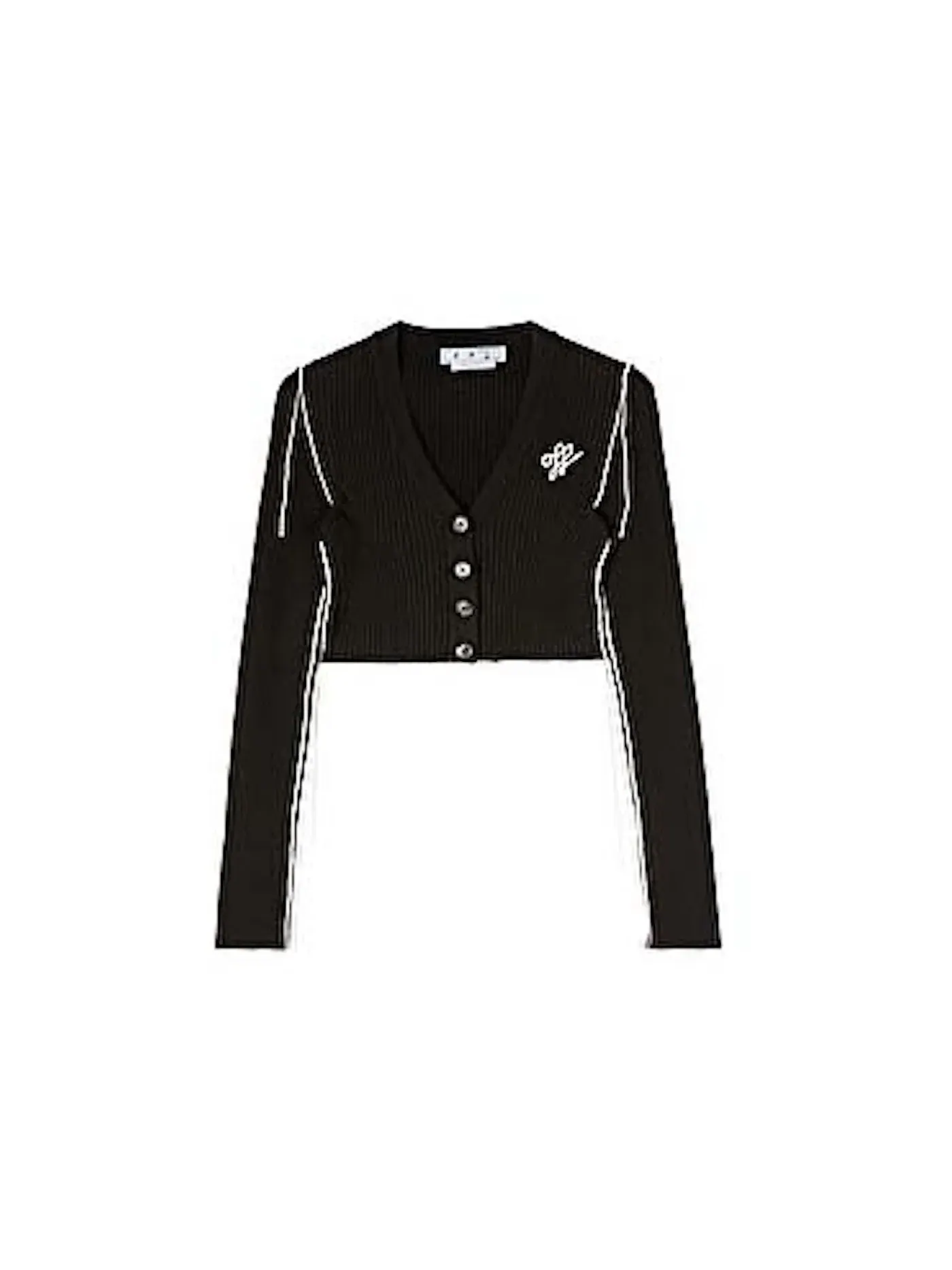 Женский укороченный кардиган с принтом OFF-WHITE Outline Crop Cardigan — изображение 1 из 1, черный/белый