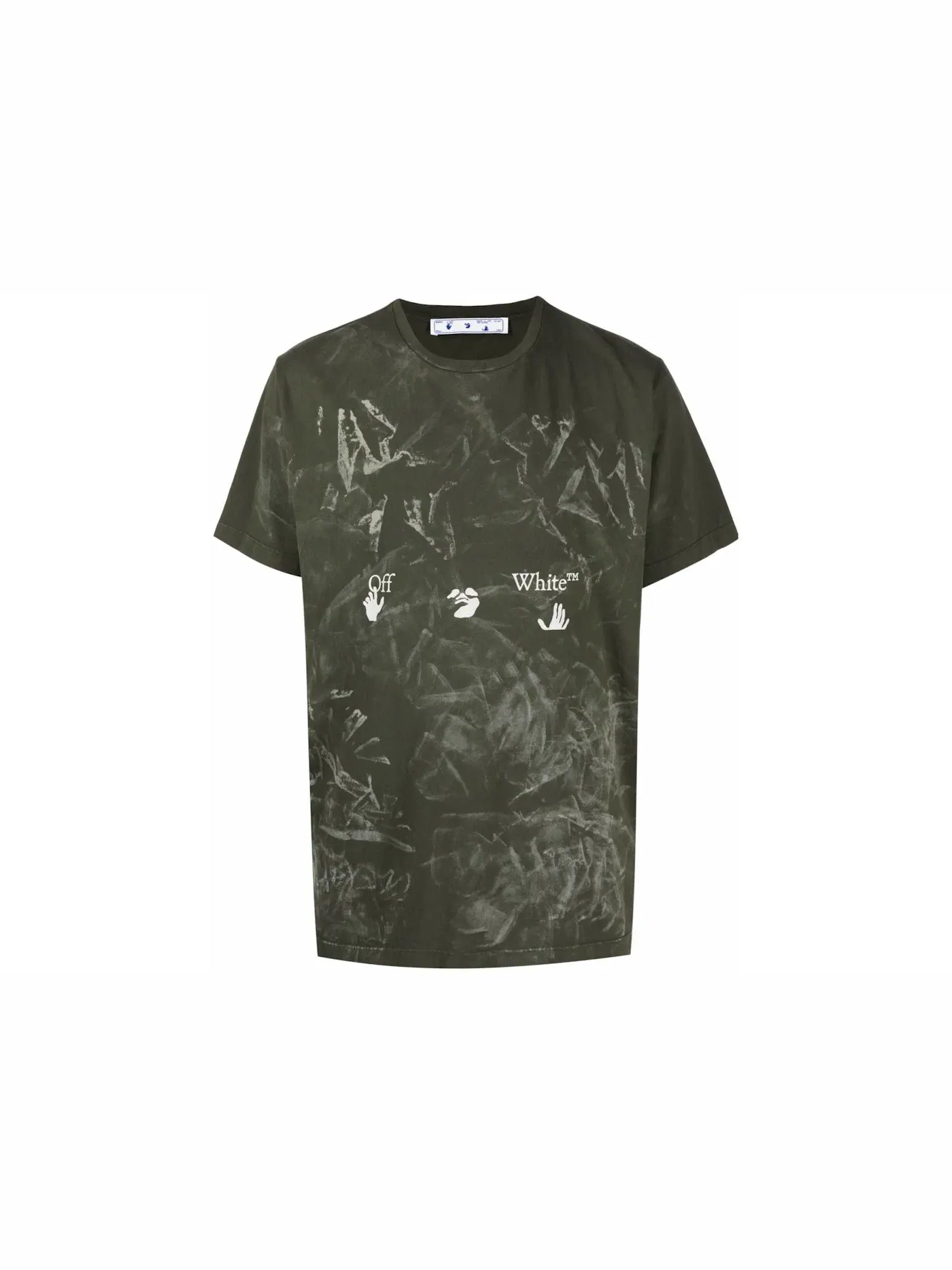 Мужская футболка с эффектом краски OFF-WHITE — изображение 1 из 1, зеленый белый