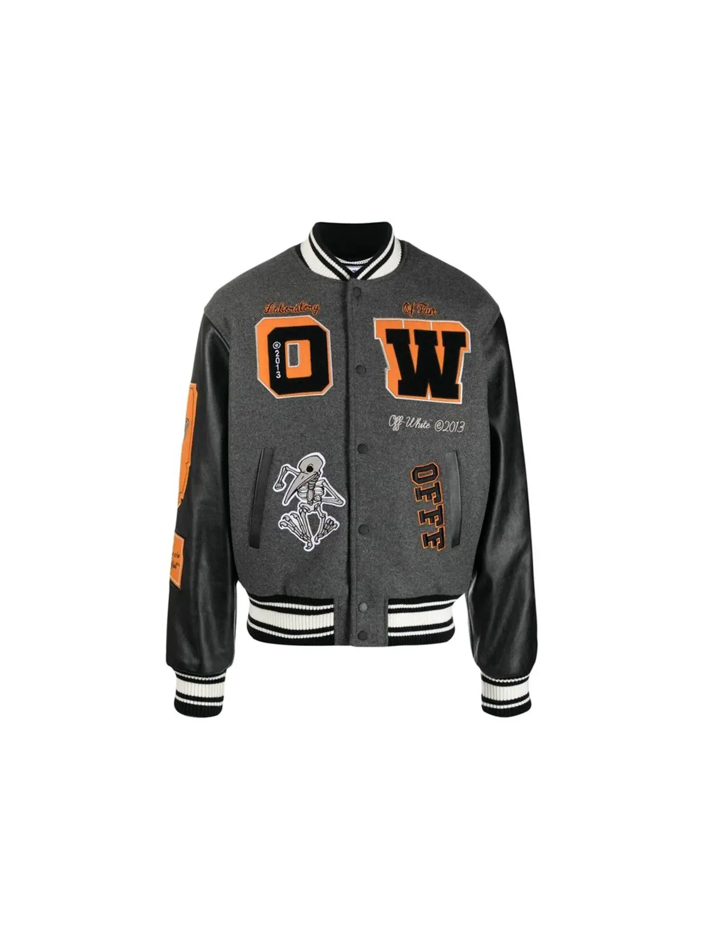 Мужская куртка-бомбер с патчами OFF-WHITE — изображение 1 из 3, серый желтый черный