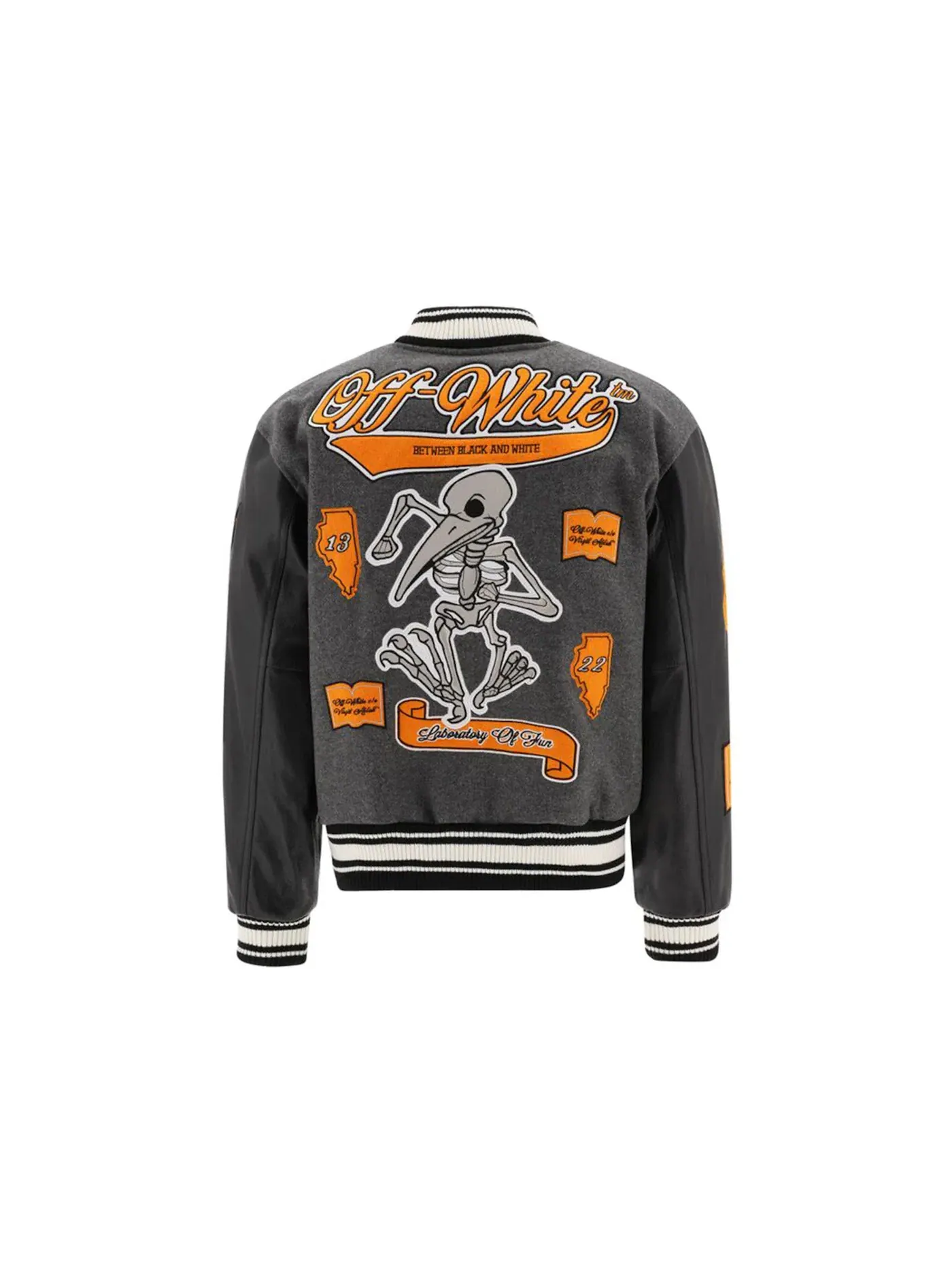 Мужская куртка-бомбер с патчами OFF-WHITE — изображение 2 из 3, серый желтый черный