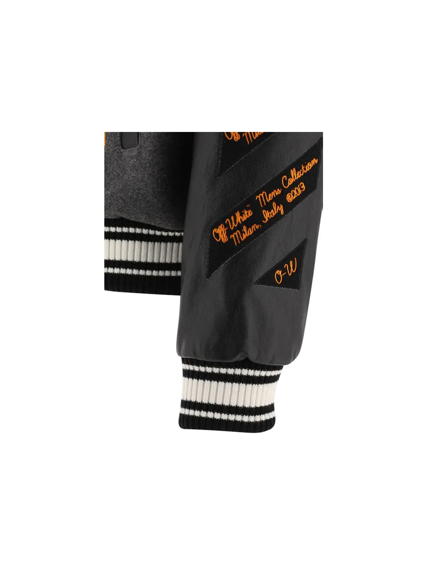 Мужская куртка-бомбер с патчами OFF-WHITE — изображение 3 из 3, серый желтый черный