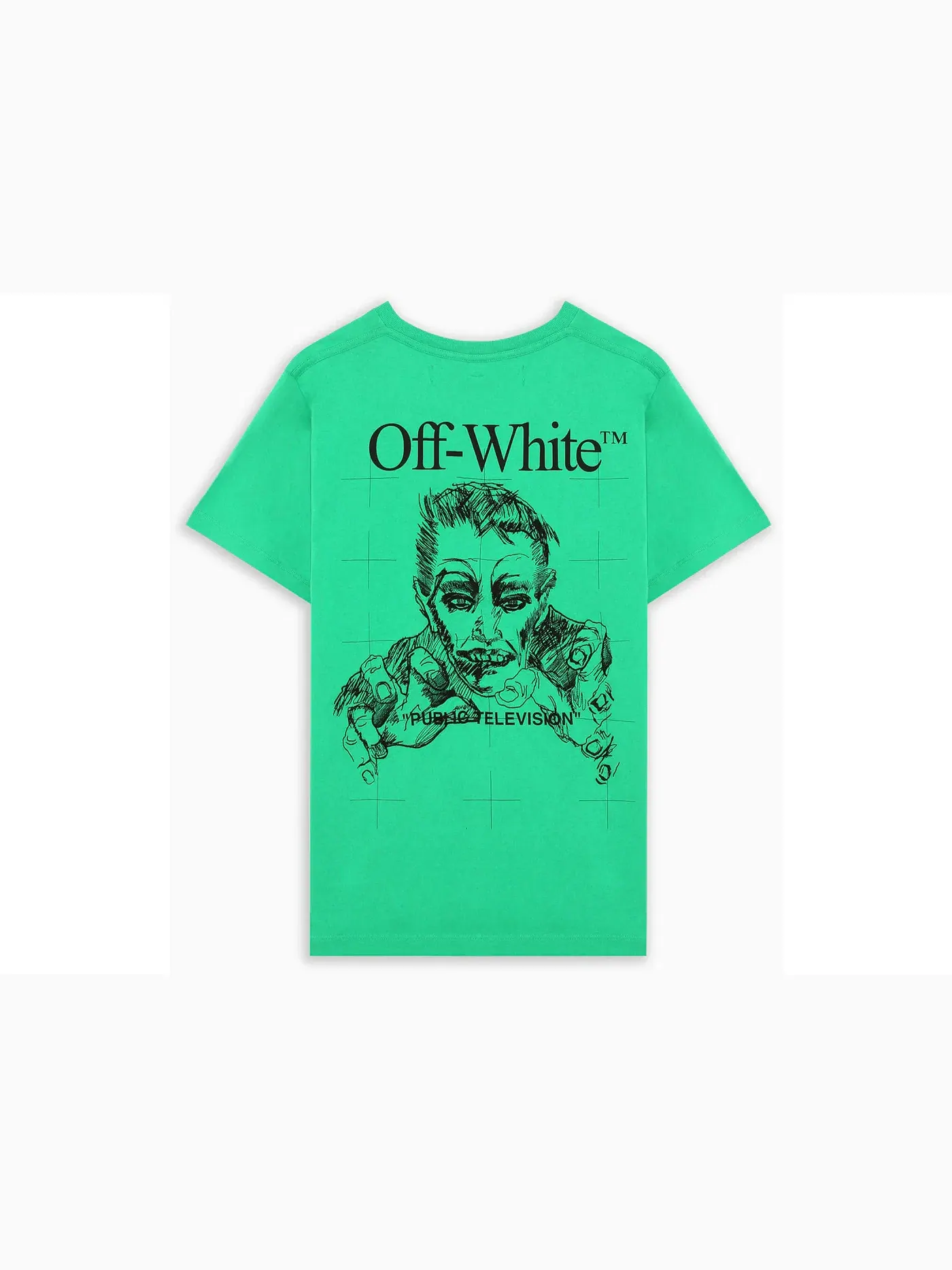 Мужская футболка с принтом Public Television OFF-WHITE — изображение 2 из 2, зеленый/черный