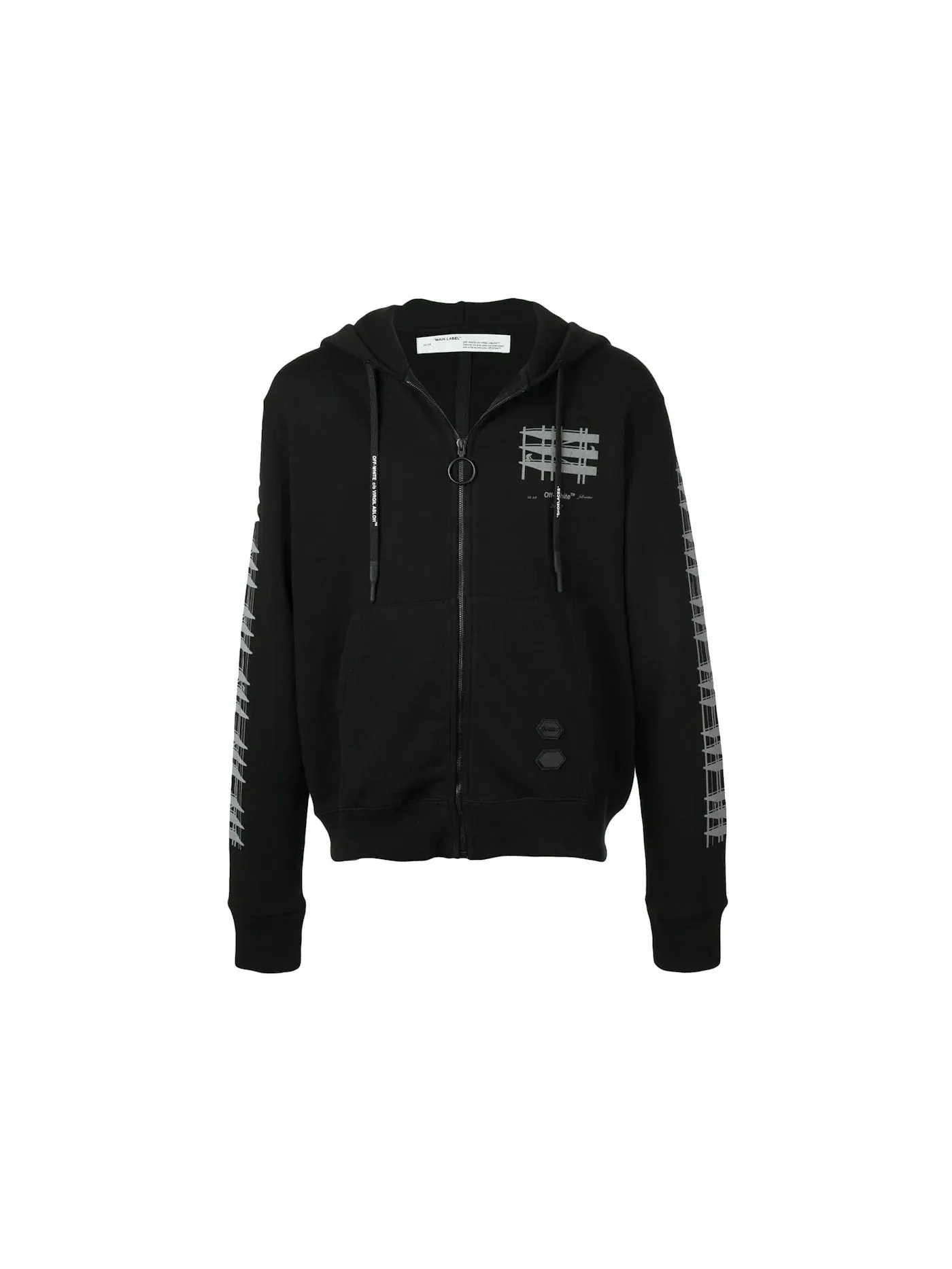 Мужская худи с застежкой-молнией Scaffold Arrow Logo OFF-WHITE — изображение 3 из 3, черный