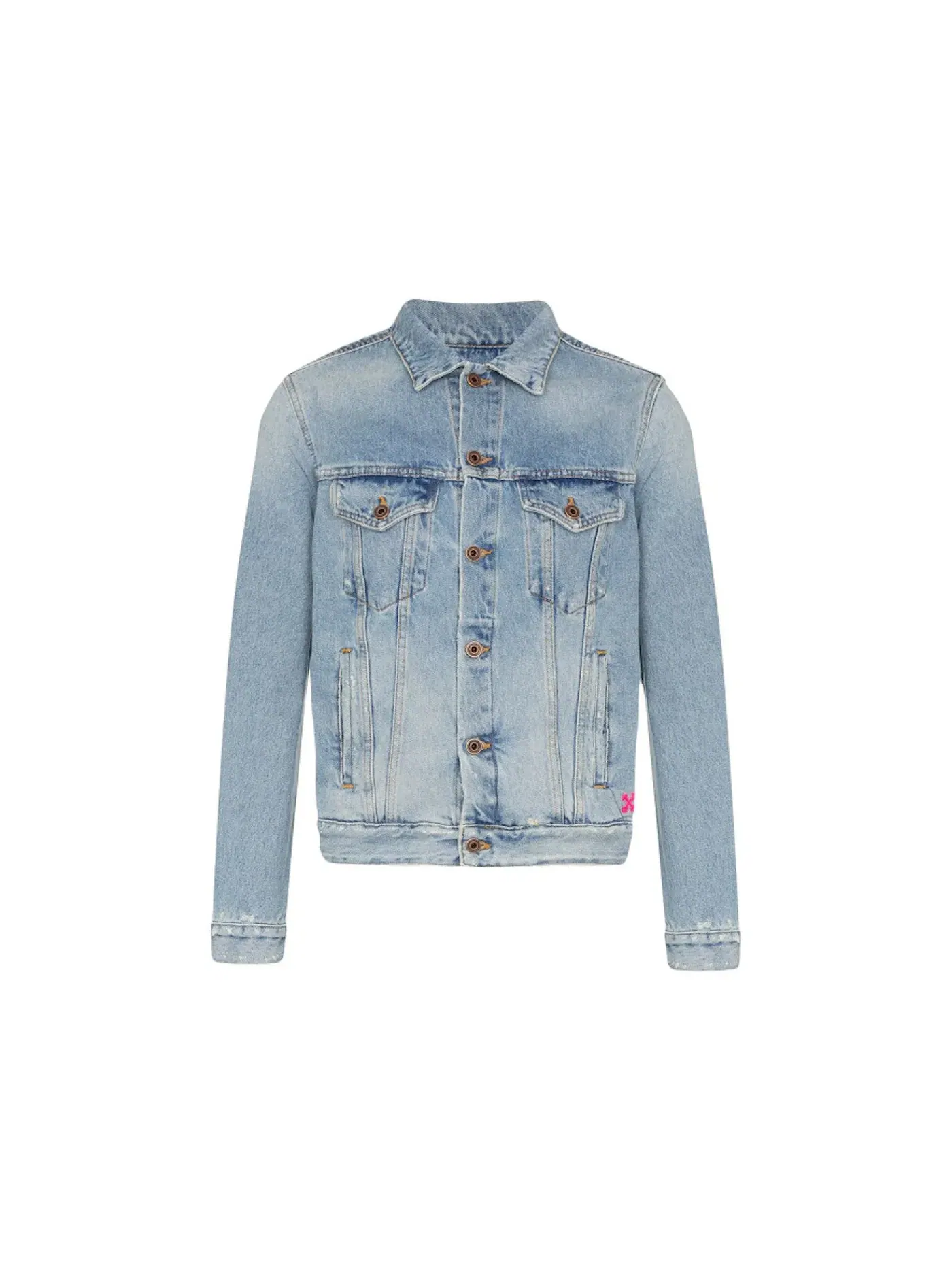 Мужская джинсовая куртка Slim Bleached Denim Jacket OFF-WHITE — изображение 1 из 3, индиго/мульти