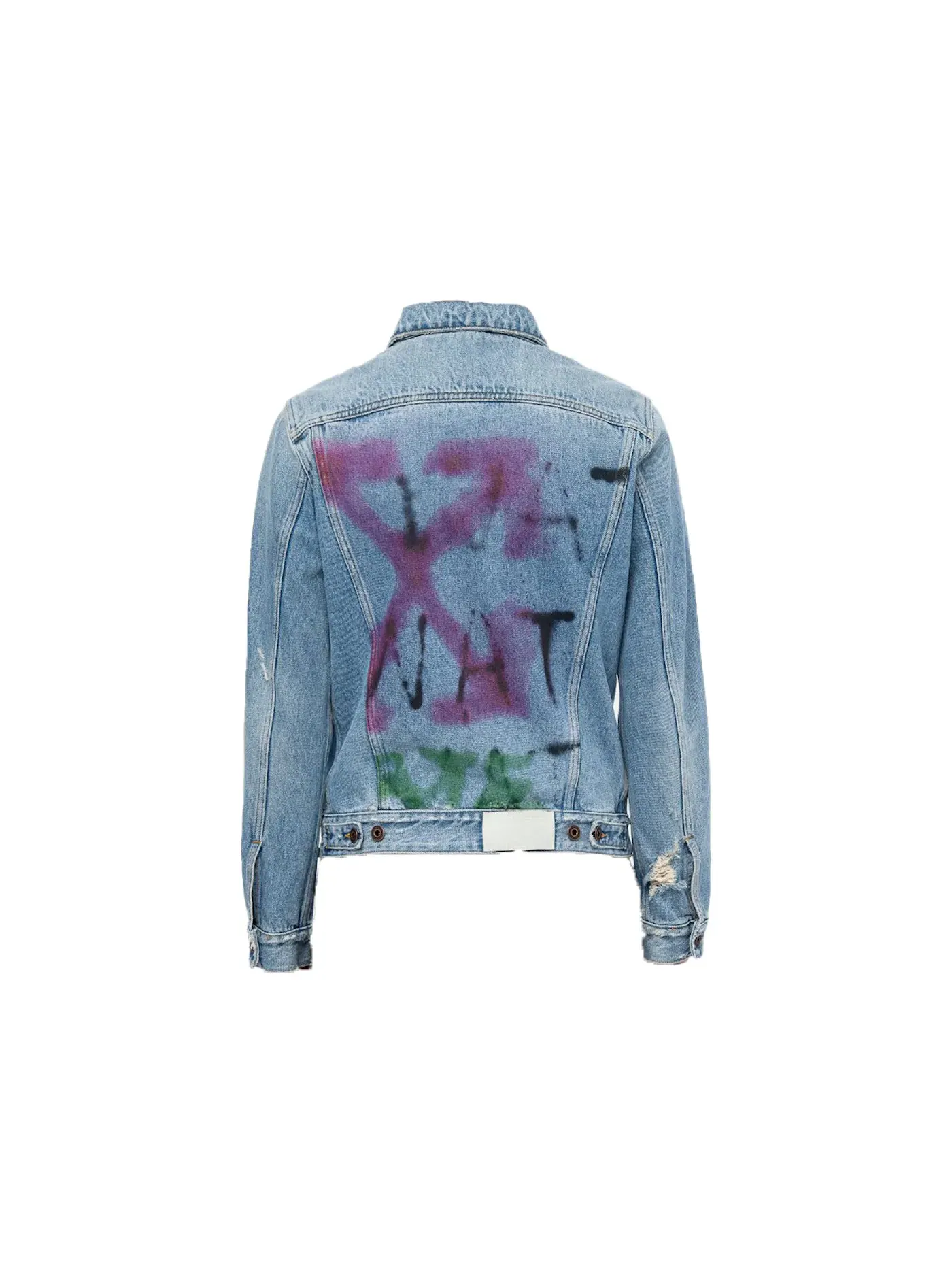Мужская джинсовая куртка Slim Bleached Denim Jacket OFF-WHITE — изображение 2 из 3, индиго/мульти
