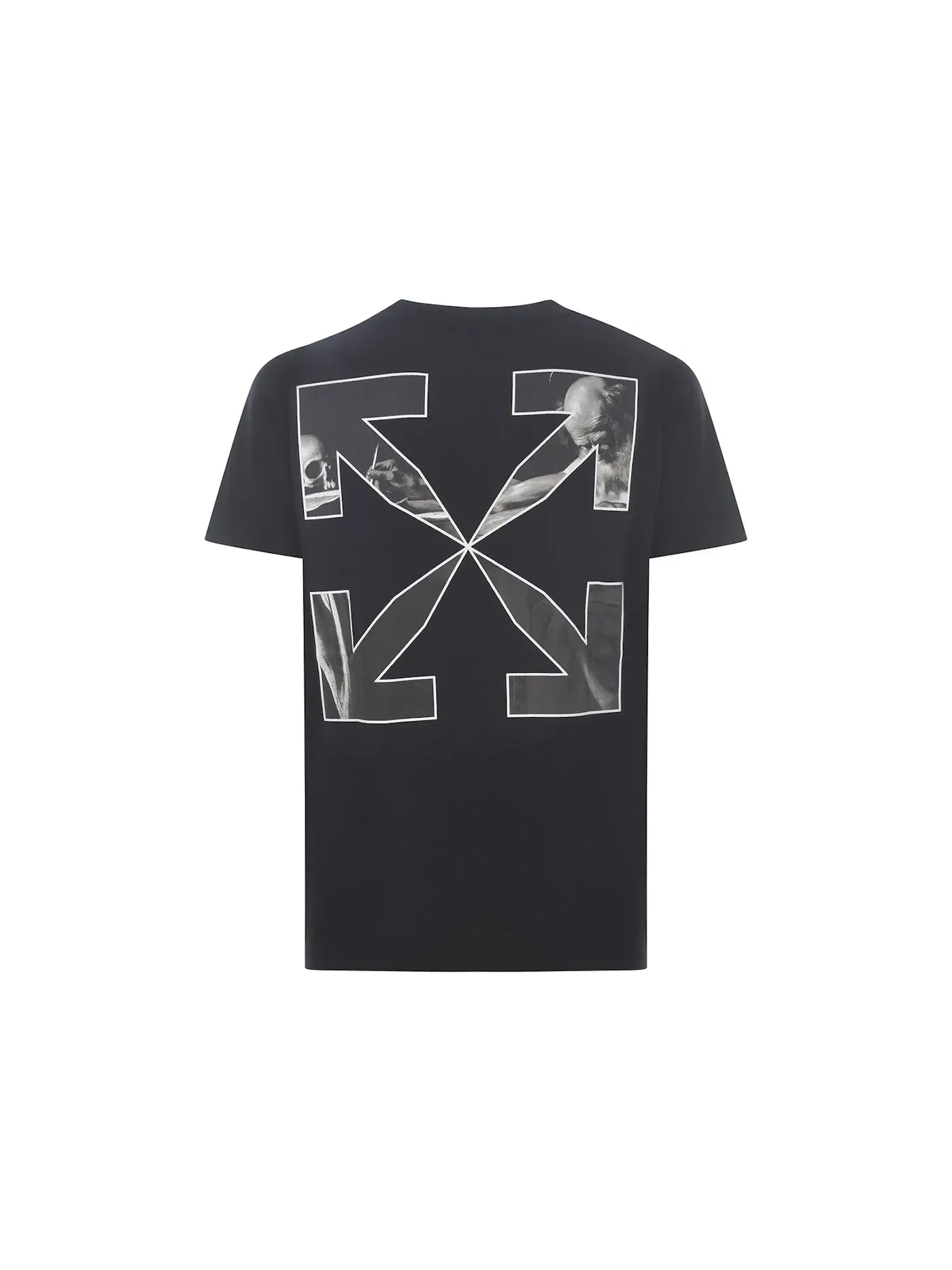 Мужская футболка Slim Fit с принтом Caravaggio Saint Jerome Writing Arrows OFF-WHITE — изображение 2 из 2, черный