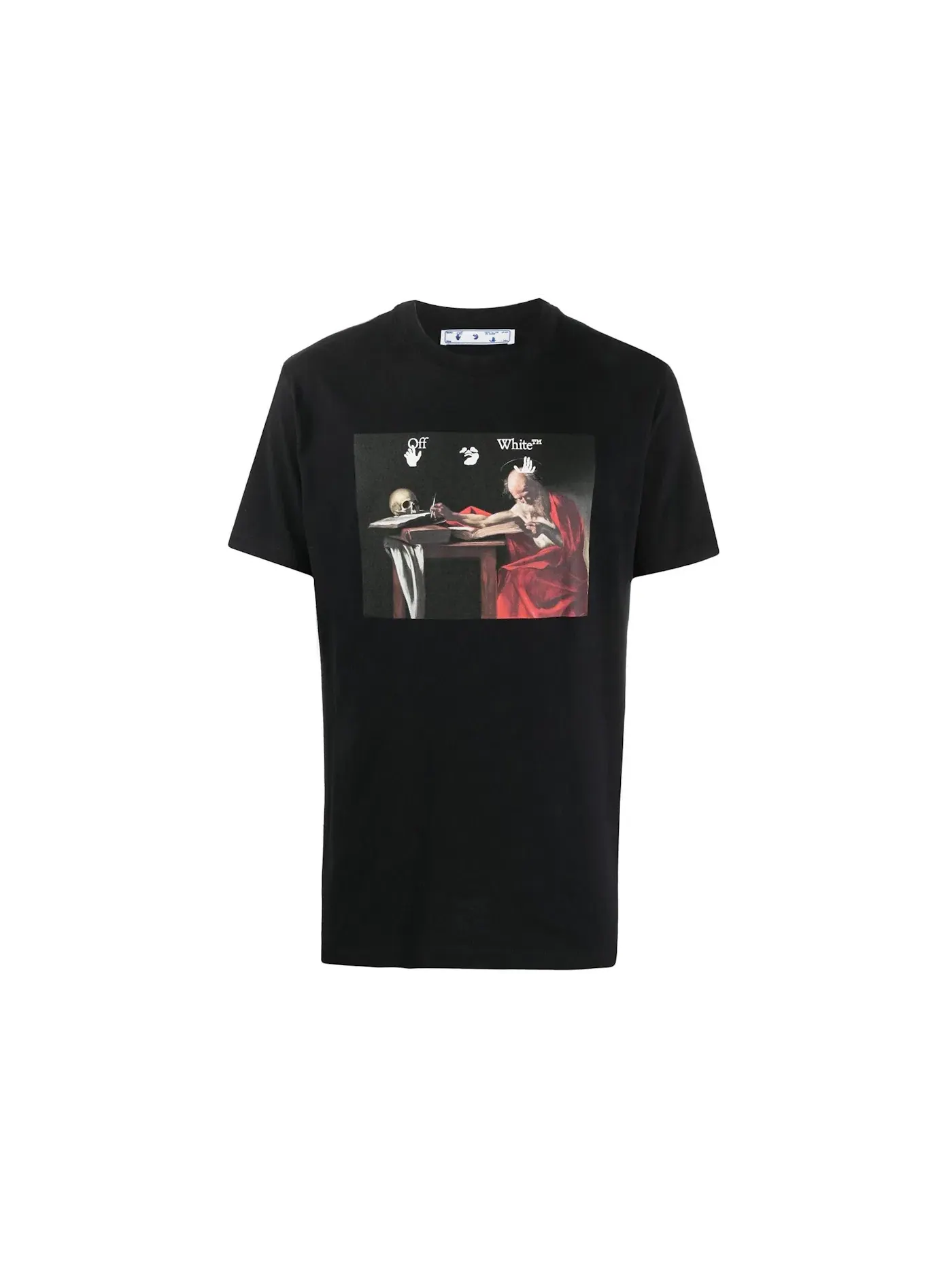 Мужская футболка с принтом OFF-WHITE Slim Fit Caravaggio Saint Jerome Writing — изображение 1 из 2, черный