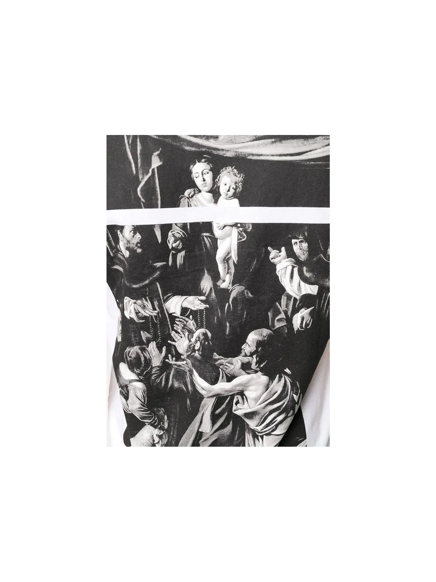 Мужская футболка с принтом OFF-WHITE Slim Fit Caravaggio Square — изображение 2 из 2, белый черный