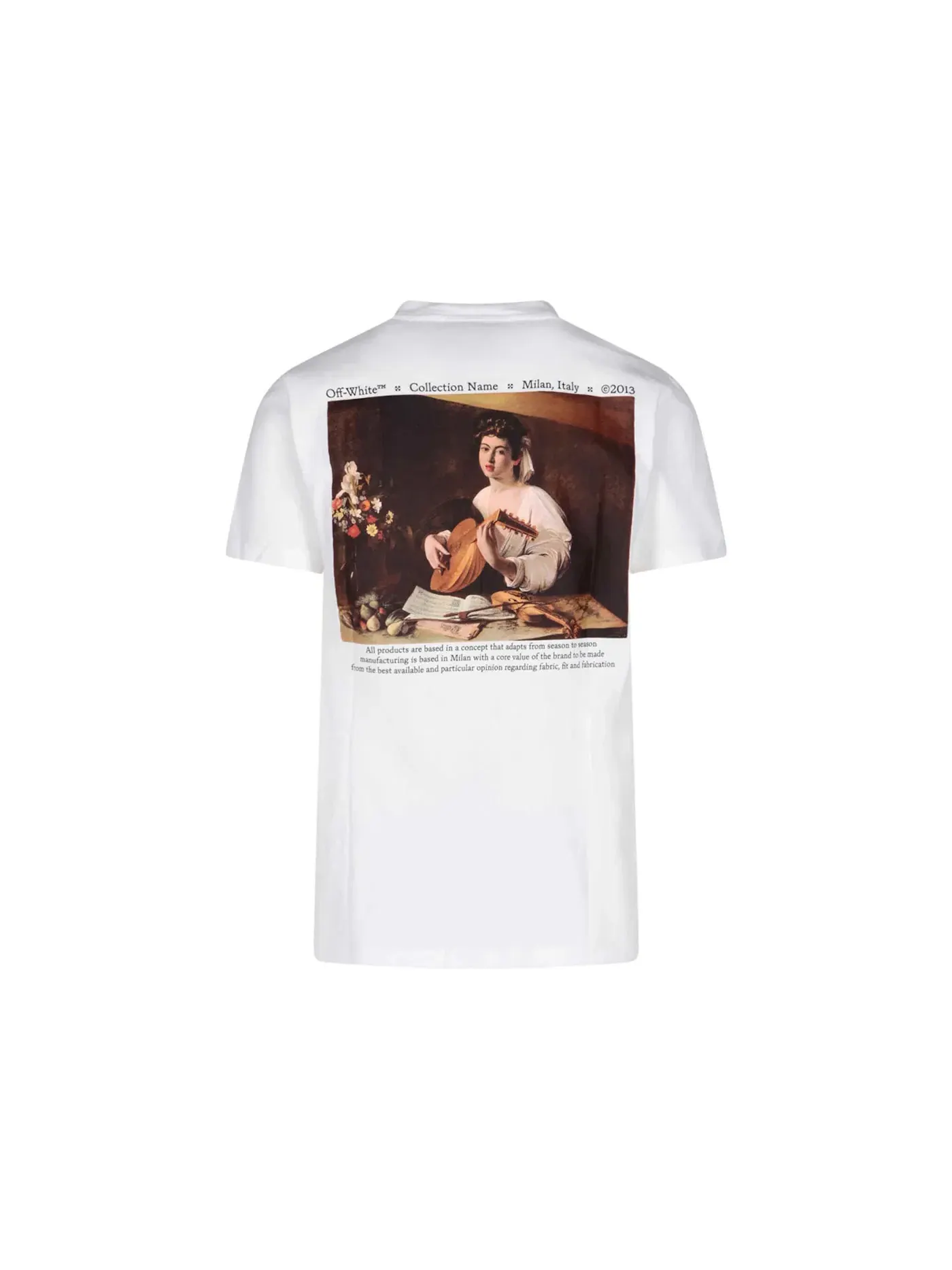 Мужская футболка с принтом Slim Fit Caravaggio The Lute Player OFF-WHITE — изображение 2 из 2, белый