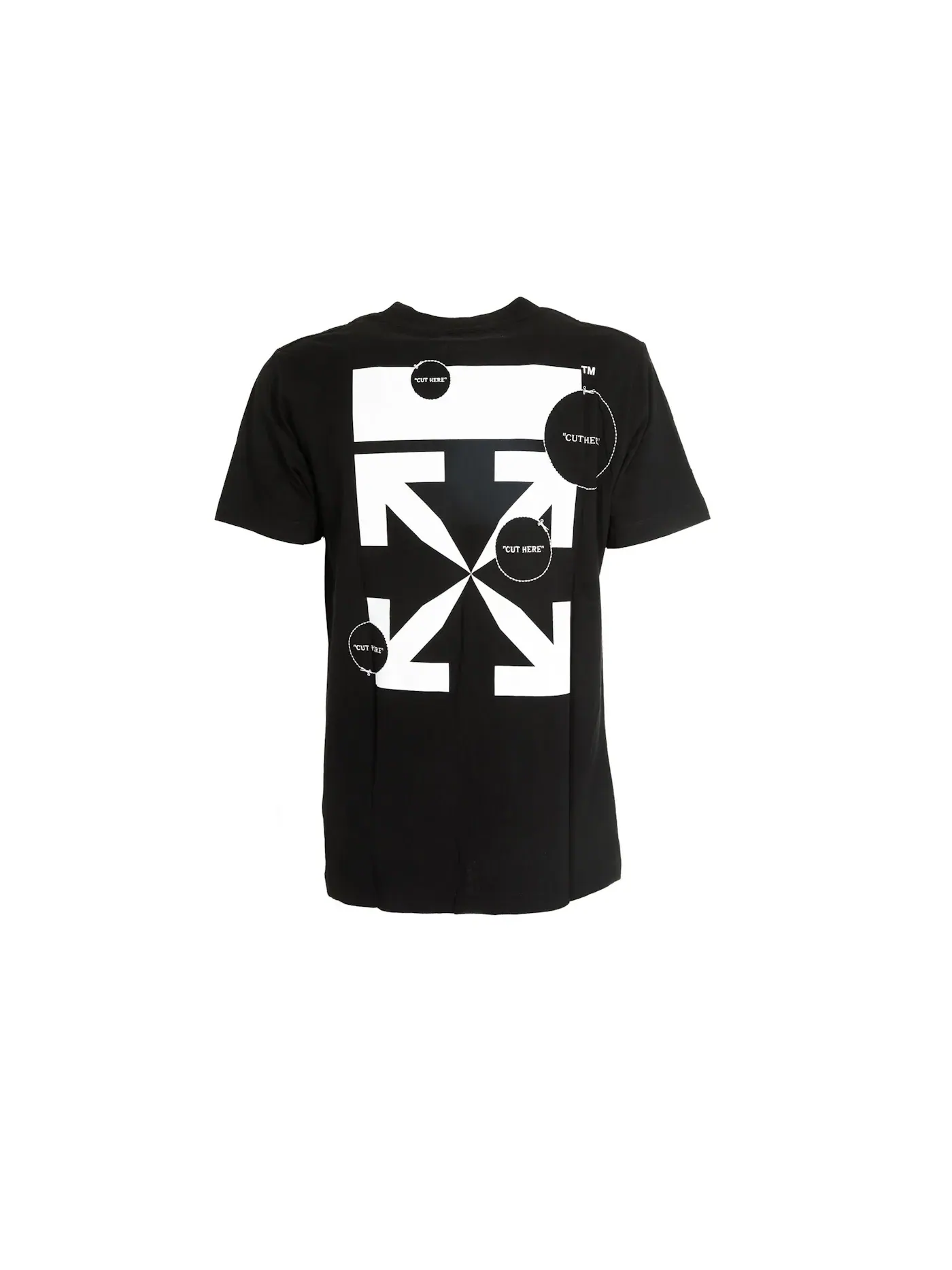 Мужская футболка с принтом Slim Fit Cut Here Arrows OFF-WHITE — изображение 2 из 2, черный