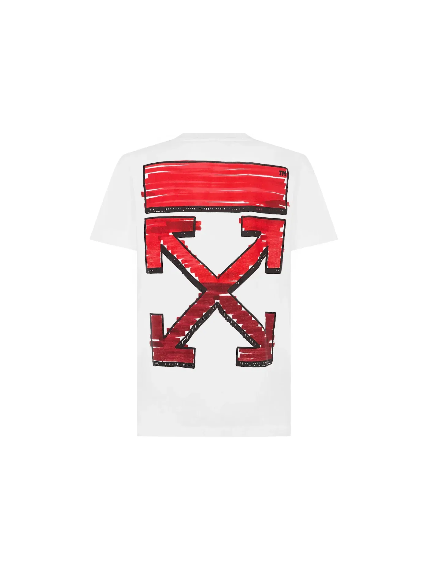 Мужская футболка с принтом Marker Arrow Slim Fit OFF-WHITE — изображение 2 из 2, белый красный