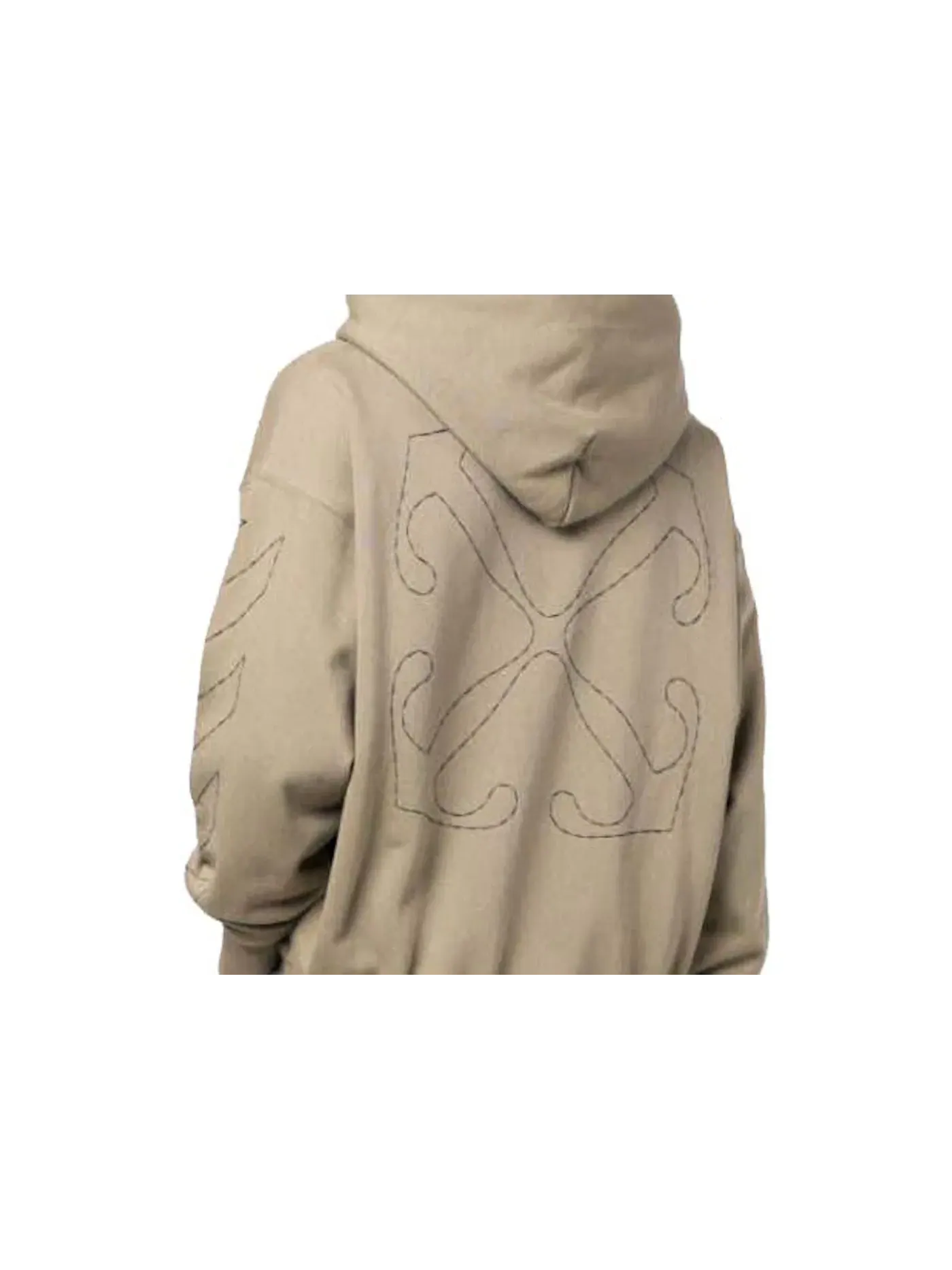 Мужская худи с принтом Stitch Skate Drawstring OFF-WHITE — изображение 2 из 2, бежевый