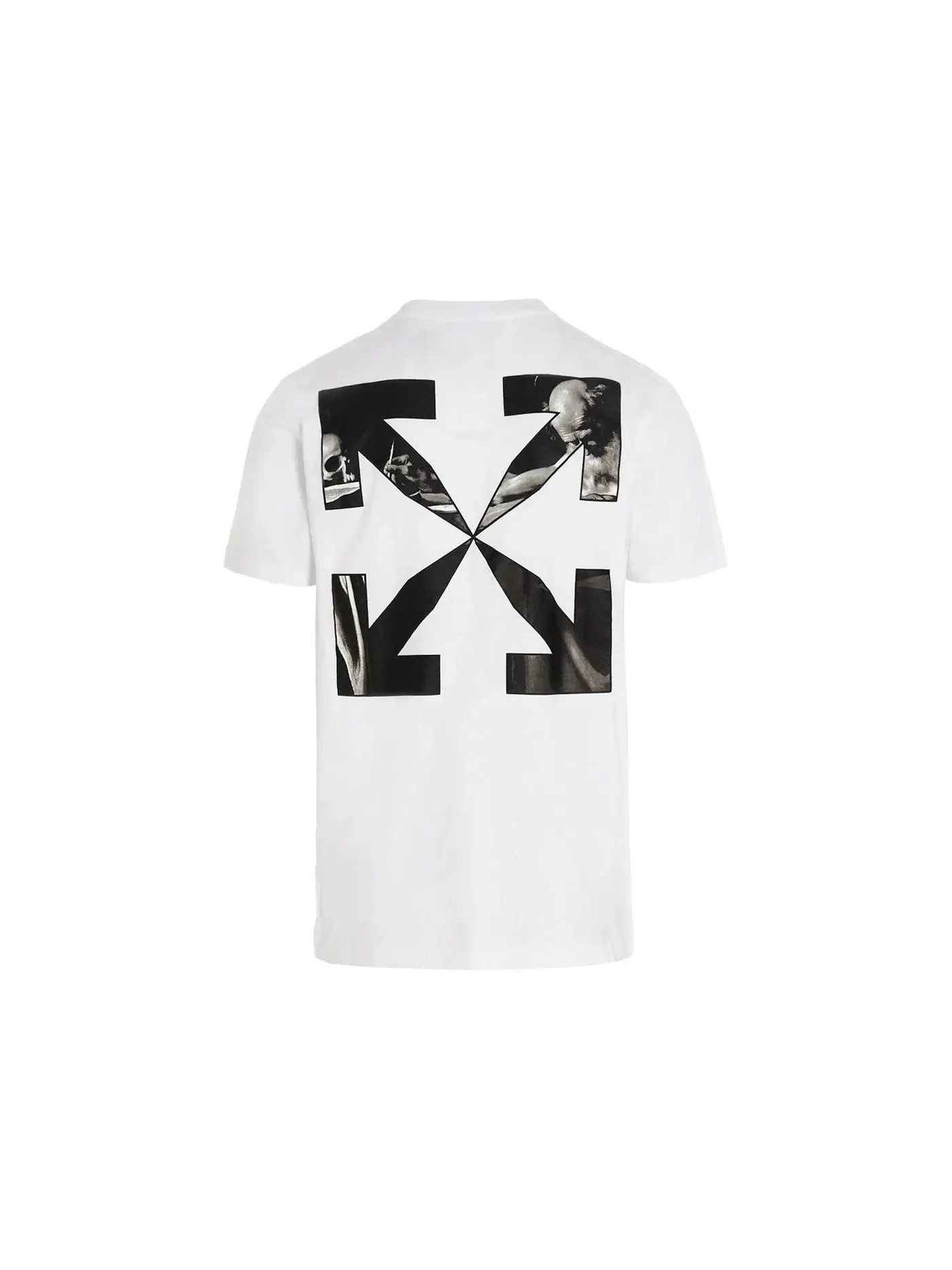 Мужская футболка с принтом Caravaggio Saint Jerome Writing Arrows OFF-WHITE — изображение 2 из 2, белый/черный