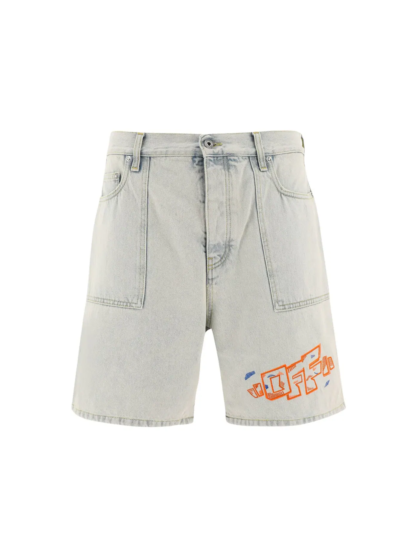 Мужские шорты с принтом Utility Embroidered-Logo OFF-WHITE — изображение 1 из 2, светлый синий/оранжевый