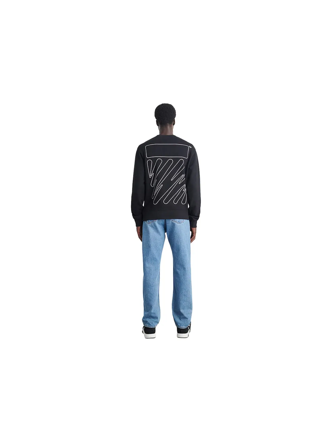 Мужской свитшот с принтом Wave Outl Diag Slim Crewneck OFF-WHITE — изображение 2 из 2, черный/белый