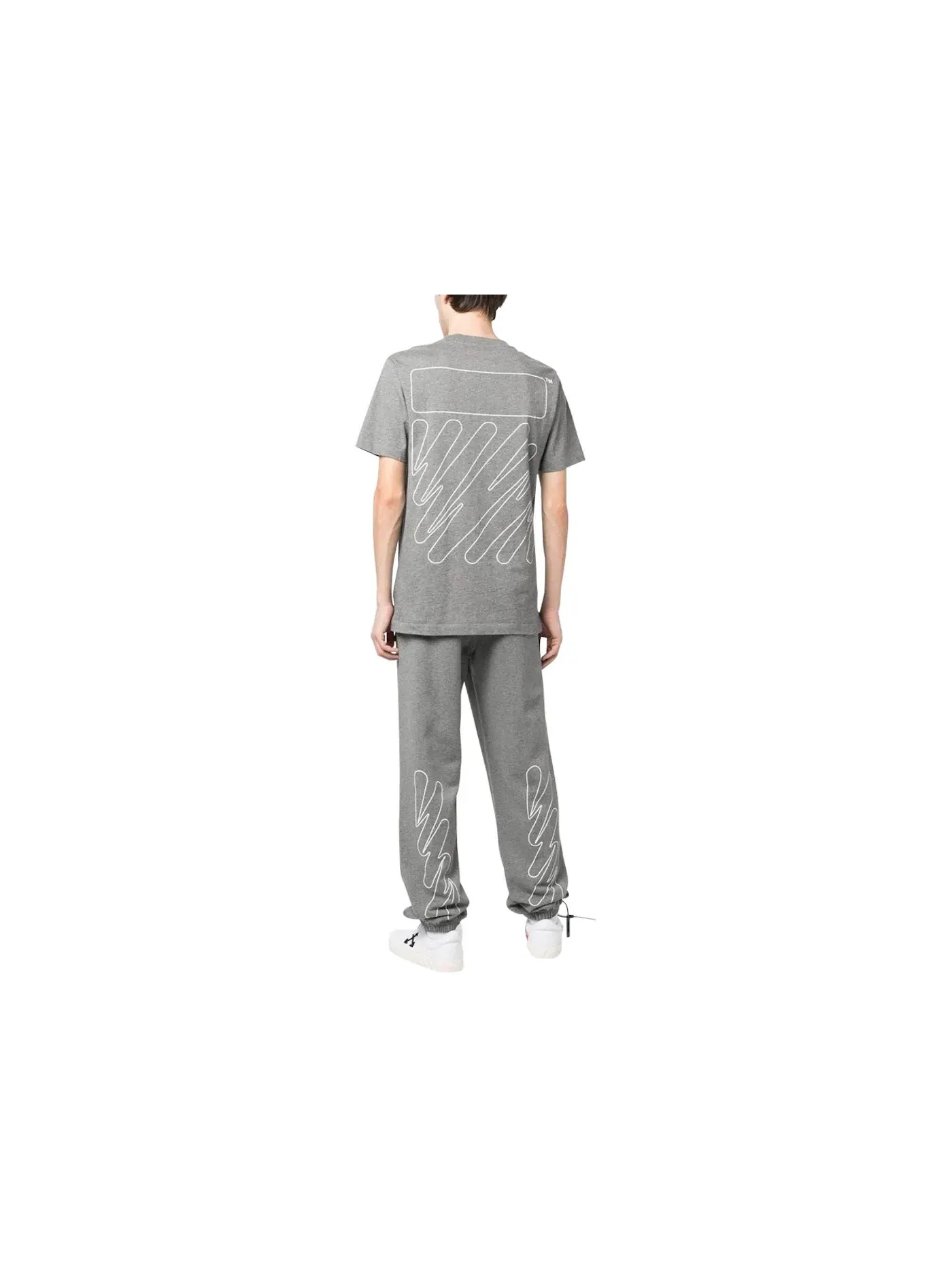 Мужская футболка с принтом OFF-WHITE Wave Outl Diag Slim S/S Tee OFF-WHITE — изображение 2 из 2, серый/белый