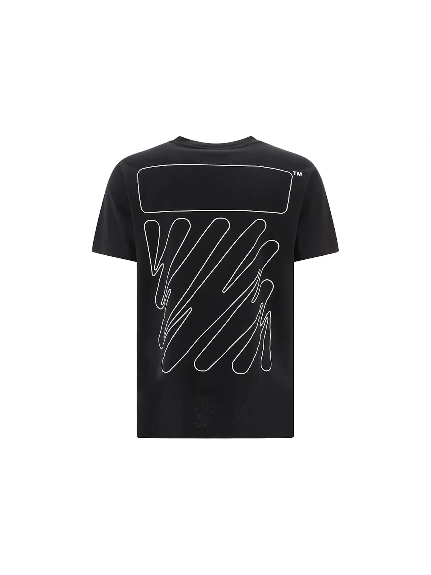 Мужская футболка с принтом Wave Outline Diag Slim S/S Tee OFF-WHITE — изображение 2 из 2, черный/белый