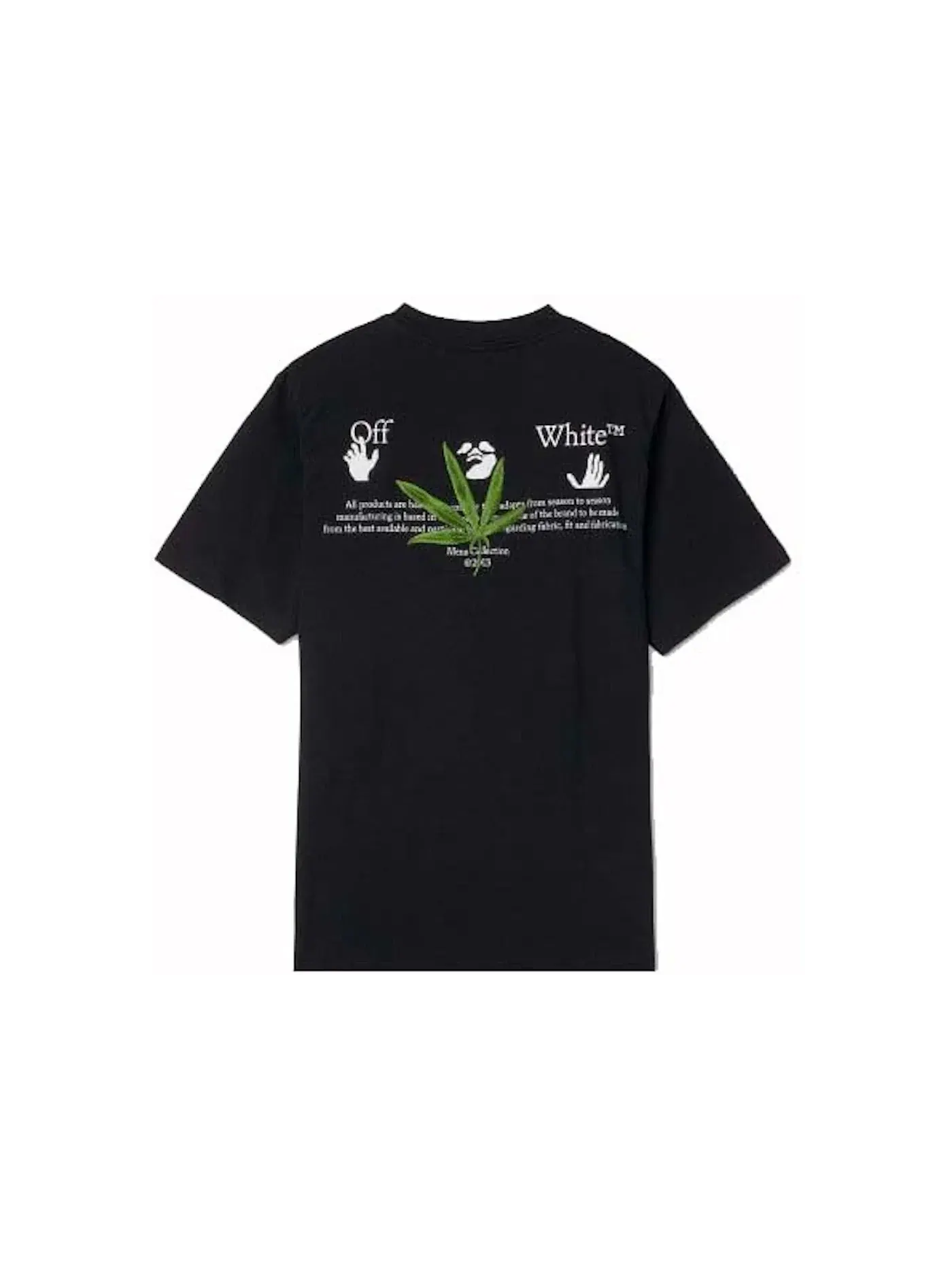 Мужская футболка с принтом Weed Logo OFF-WHITE — изображение 2 из 3, черный