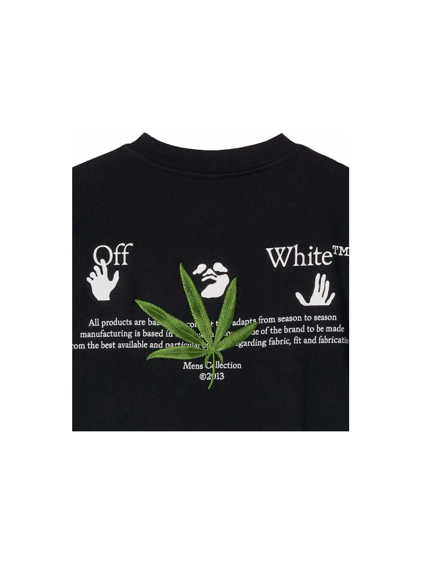 Мужская футболка с принтом Weed Logo OFF-WHITE — изображение 3 из 3, черный