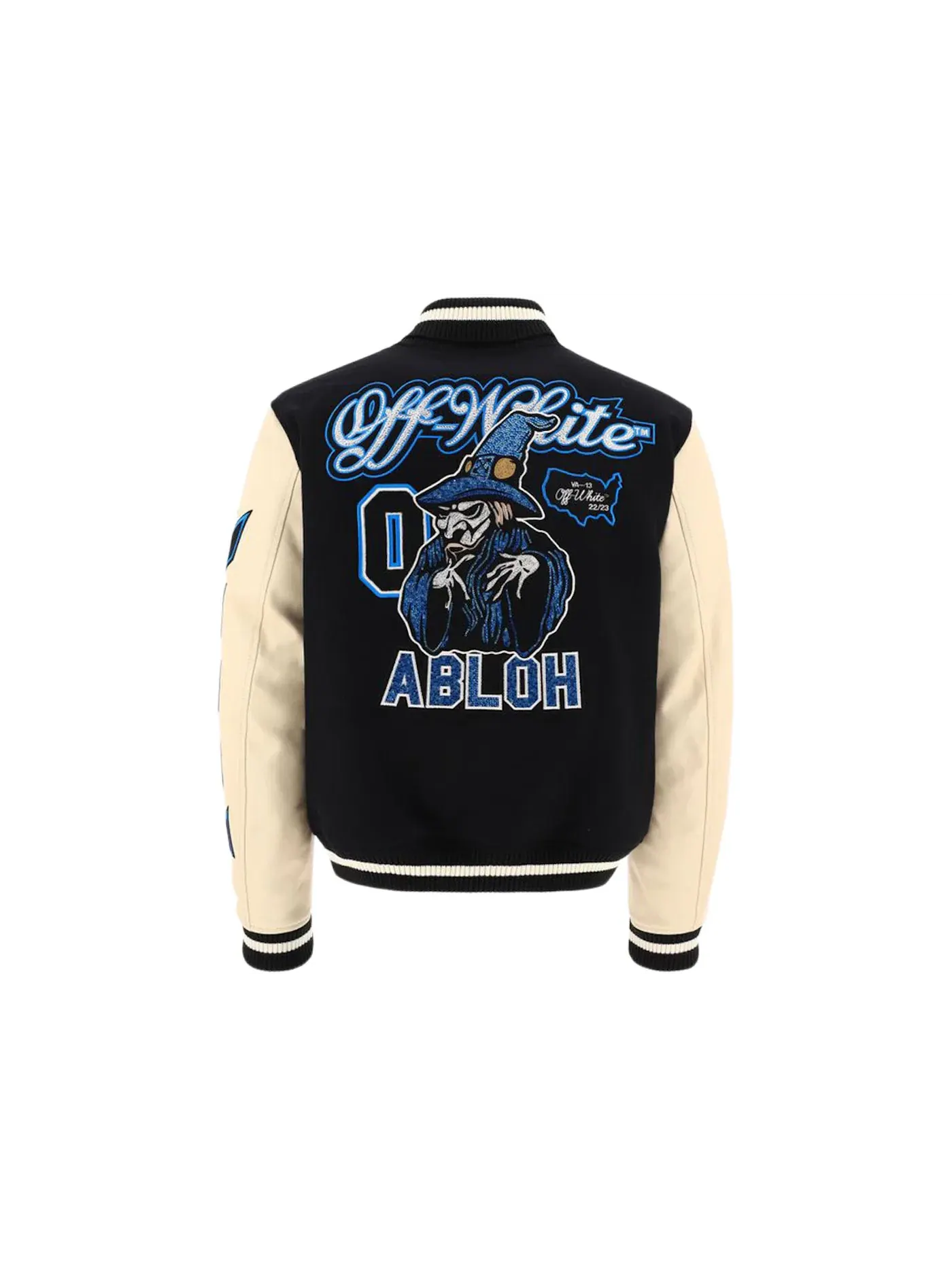 Мужская куртка-бомбер с нашивками Varsity Jacket OFF-WHITE — изображение 2 из 2, черный