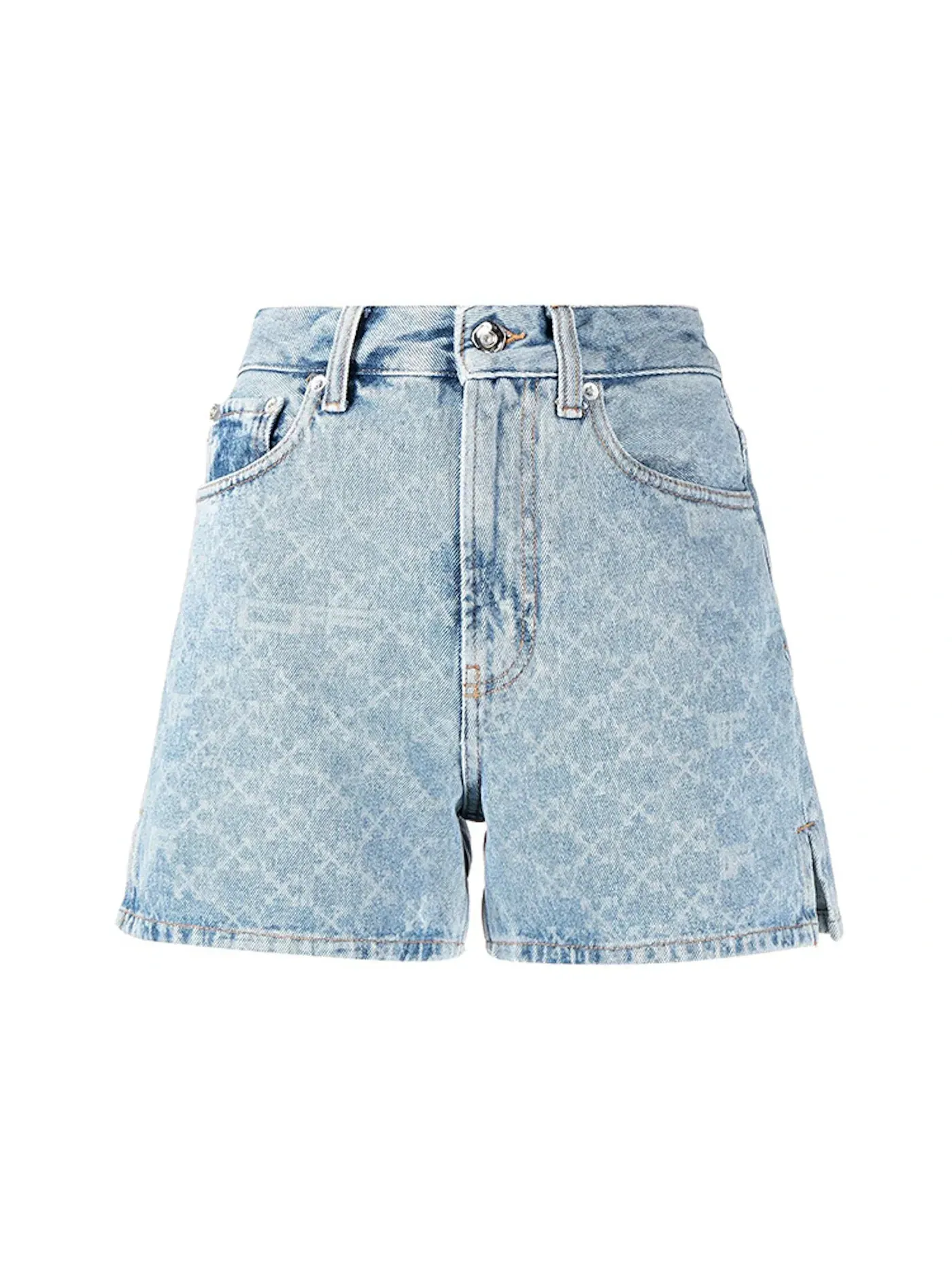 Женские шорты с принтом Arrow Bleached Denim OFF-WHITE — изображение 1 из 2, светлый синий