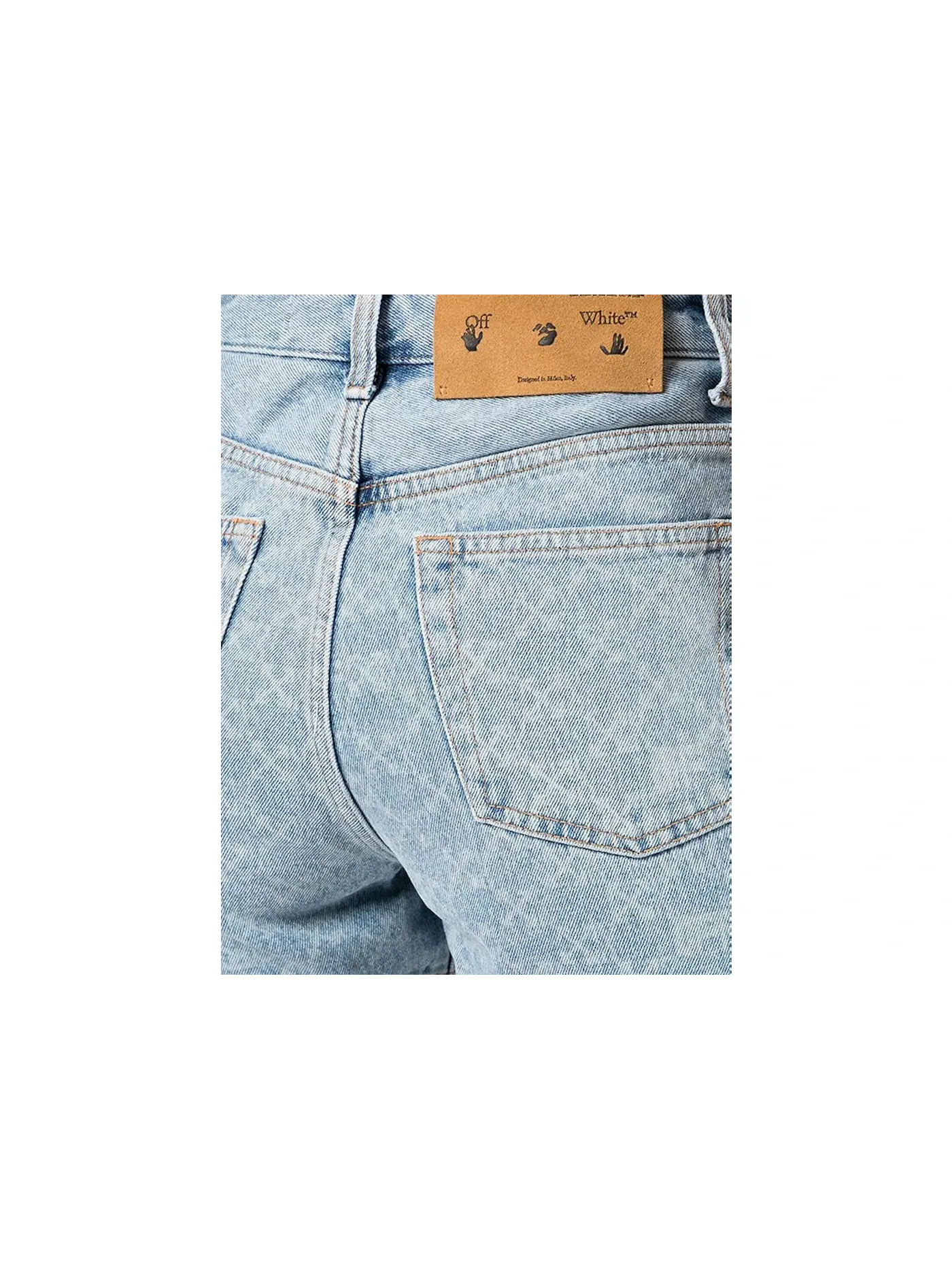 Женские шорты с принтом Arrow Bleached Denim OFF-WHITE — изображение 2 из 2, светлый синий