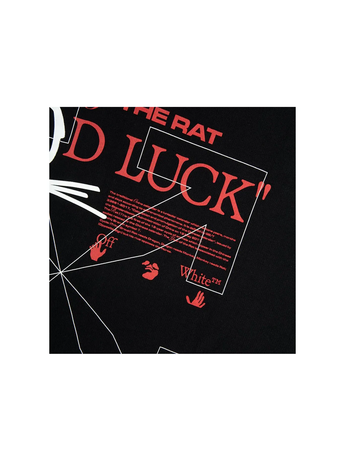 Мужской худи с принтом Lunar New Year Mouse OFF-WHITE — изображение 3 из 3, черный/белый