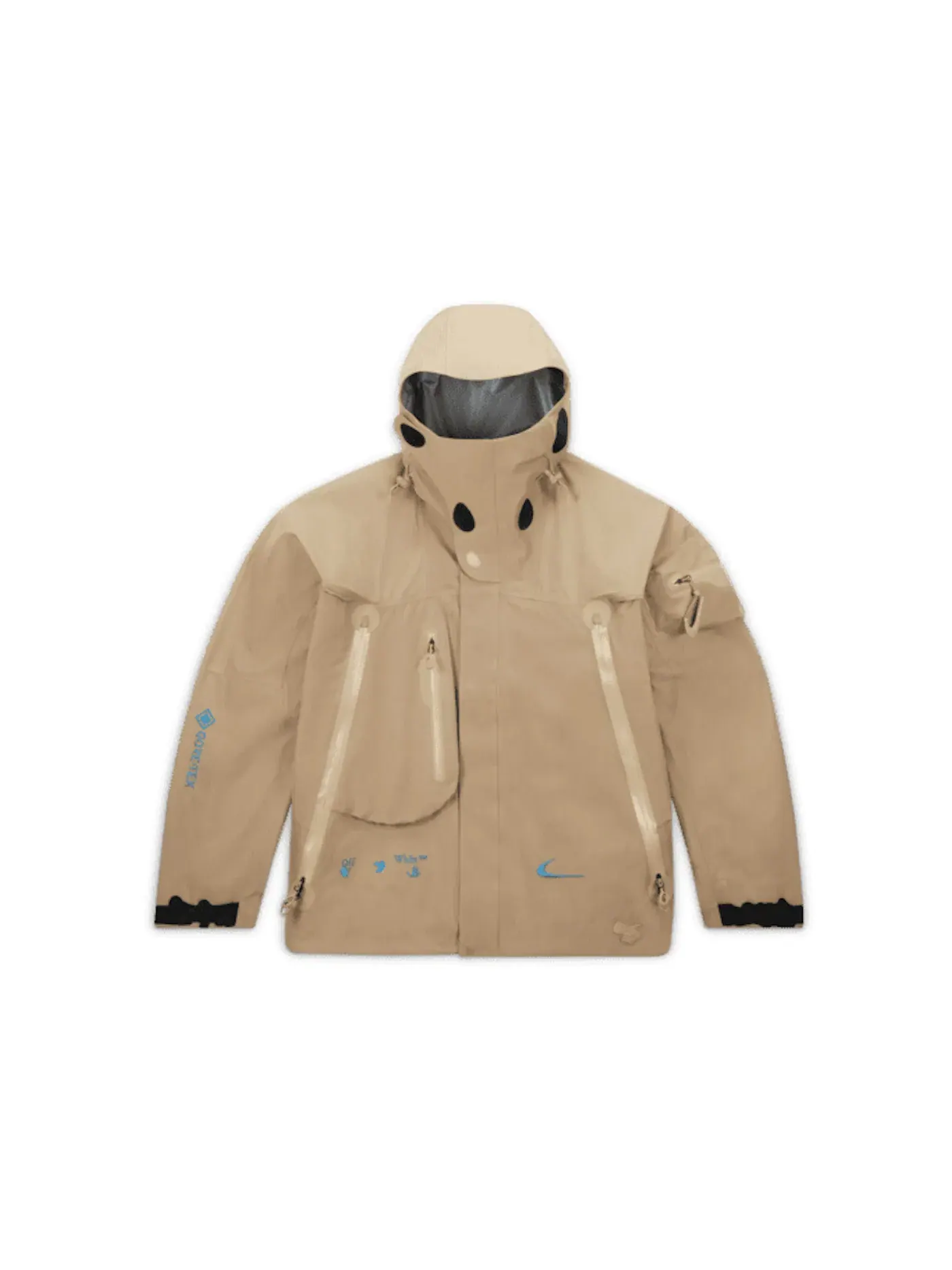 Мужская куртка с принтом OFF-WHITE x Nike 007 Gore-Tex Jacket OFF-WHITE — изображение 1 из 2, бежевый