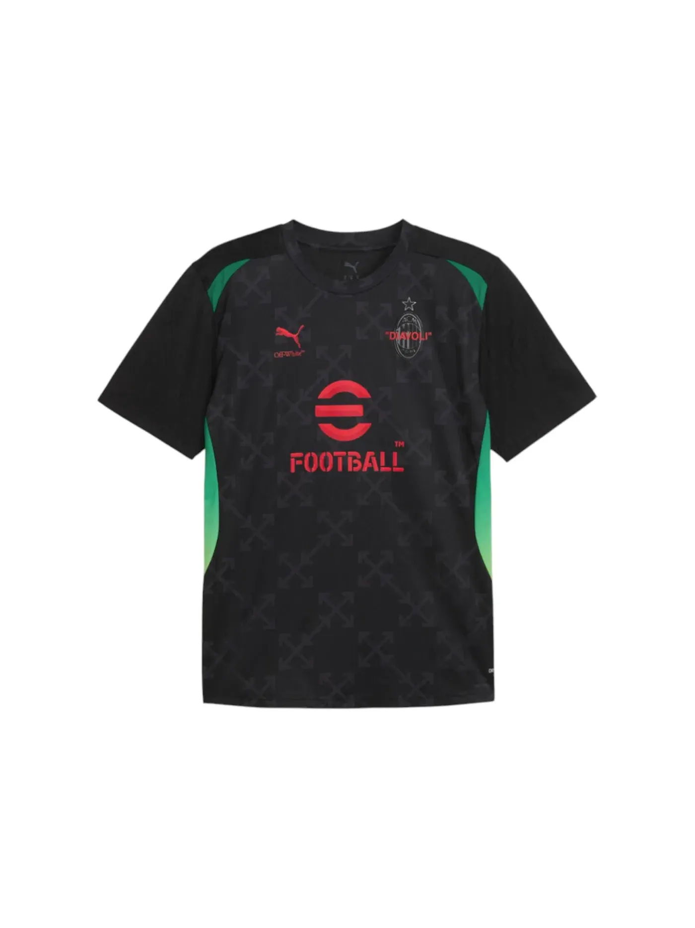 Мужская футболка с принтом OFF-WHITE x Puma AC Milan Pre-Match S/S Jersey — изображение 1 из 2, черный/красный