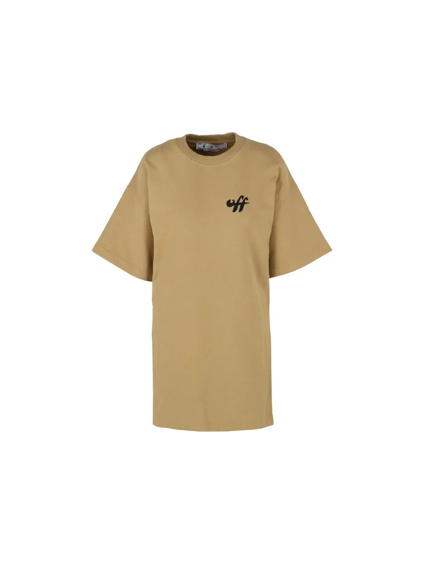 Женское платье-футболка с принтом OFF-WHITE Zebra Arrow Snap Tee Dress — изображение 1 из 3, бежевый