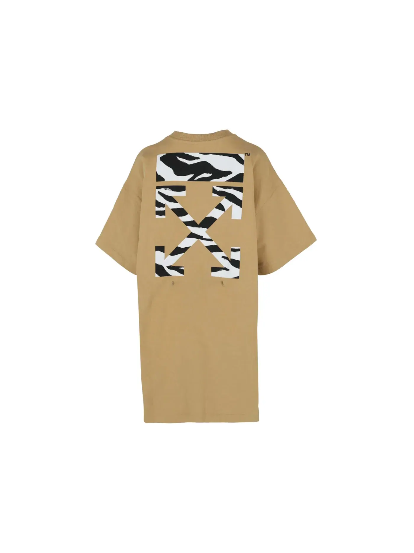 Женское платье-футболка с принтом OFF-WHITE Zebra Arrow Snap Tee Dress — изображение 2 из 3, бежевый
