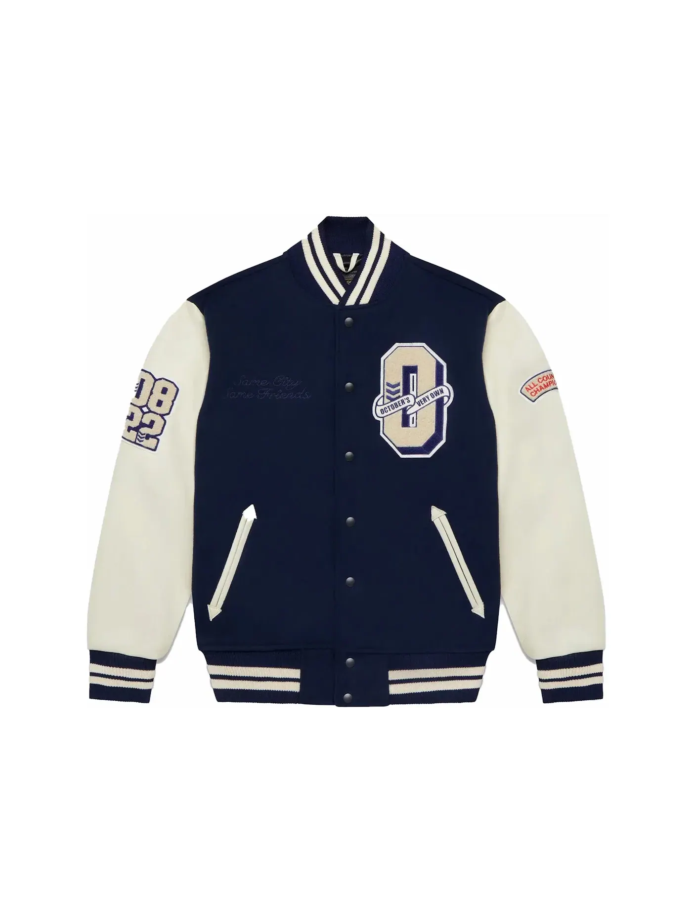 Мужская куртка-бомбер OVO Collegiate Varsity Jacket — изображение 1 из 2, темно-синий