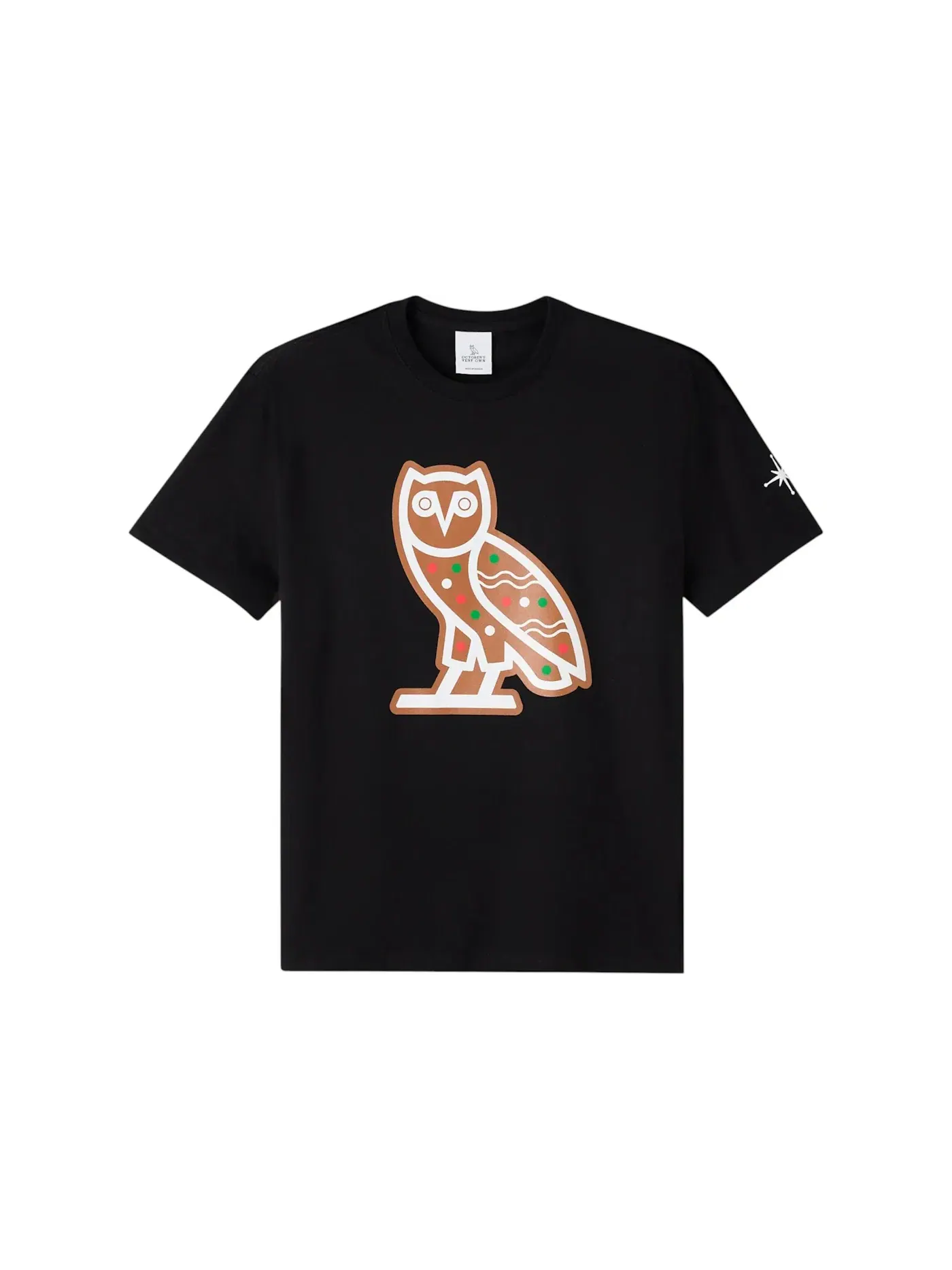 Мужская футболка с принтом OVO Gingerbread Owl Tee — изображение 1 из 1, черный