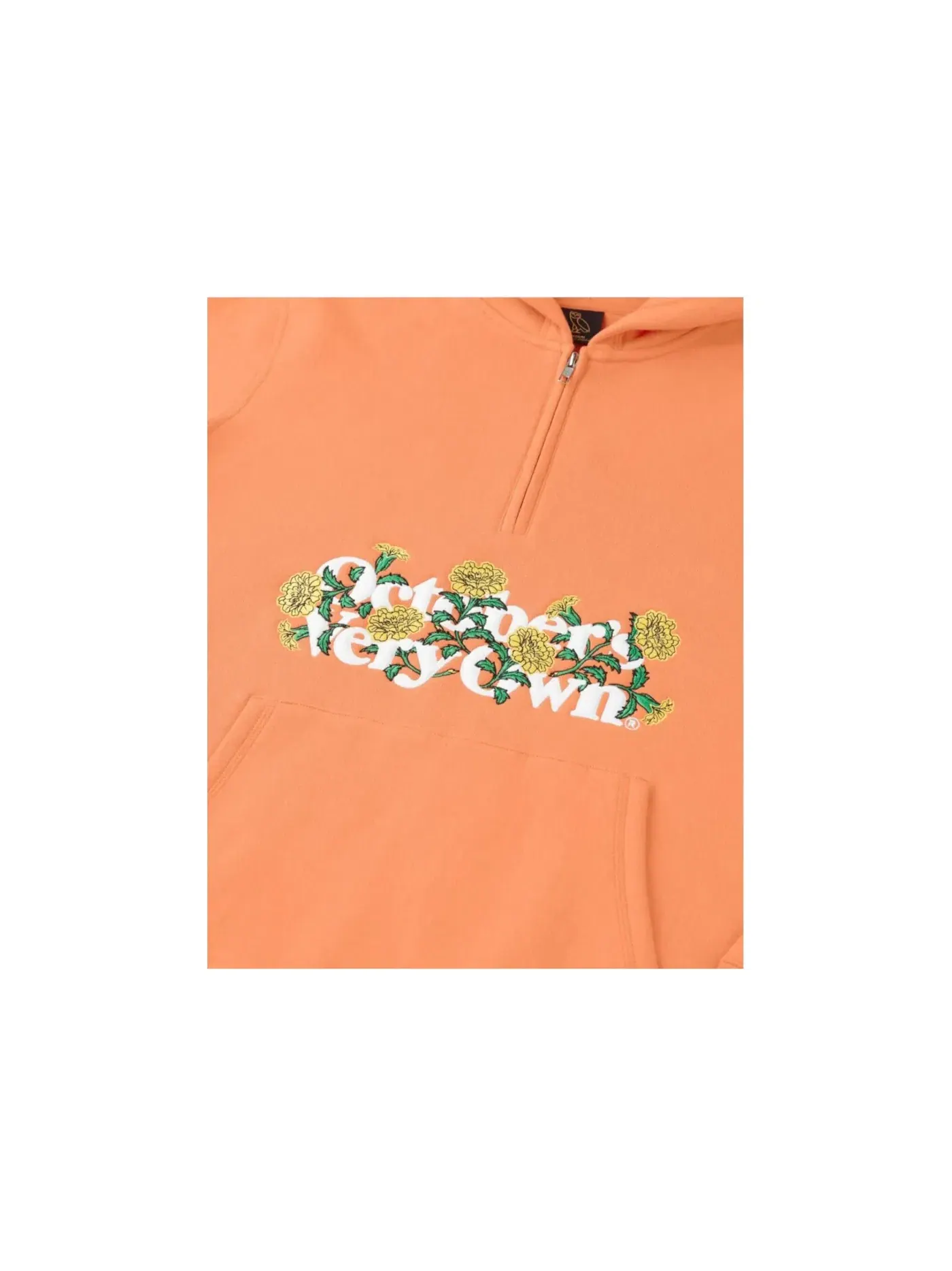 Унисекс худи с полузастежкой-молнией Coral Orange OVO — изображение 2 из 2