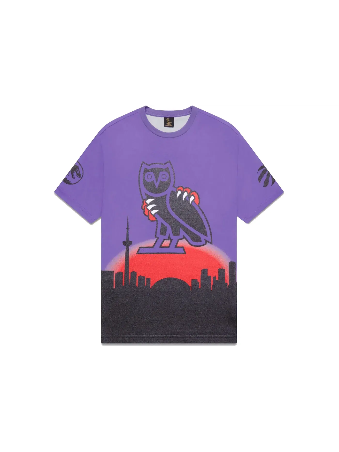 Мужская футболка с принтом OVO Jurassic Park Skyline T-shirt — изображение 1 из 2, фиолетовый