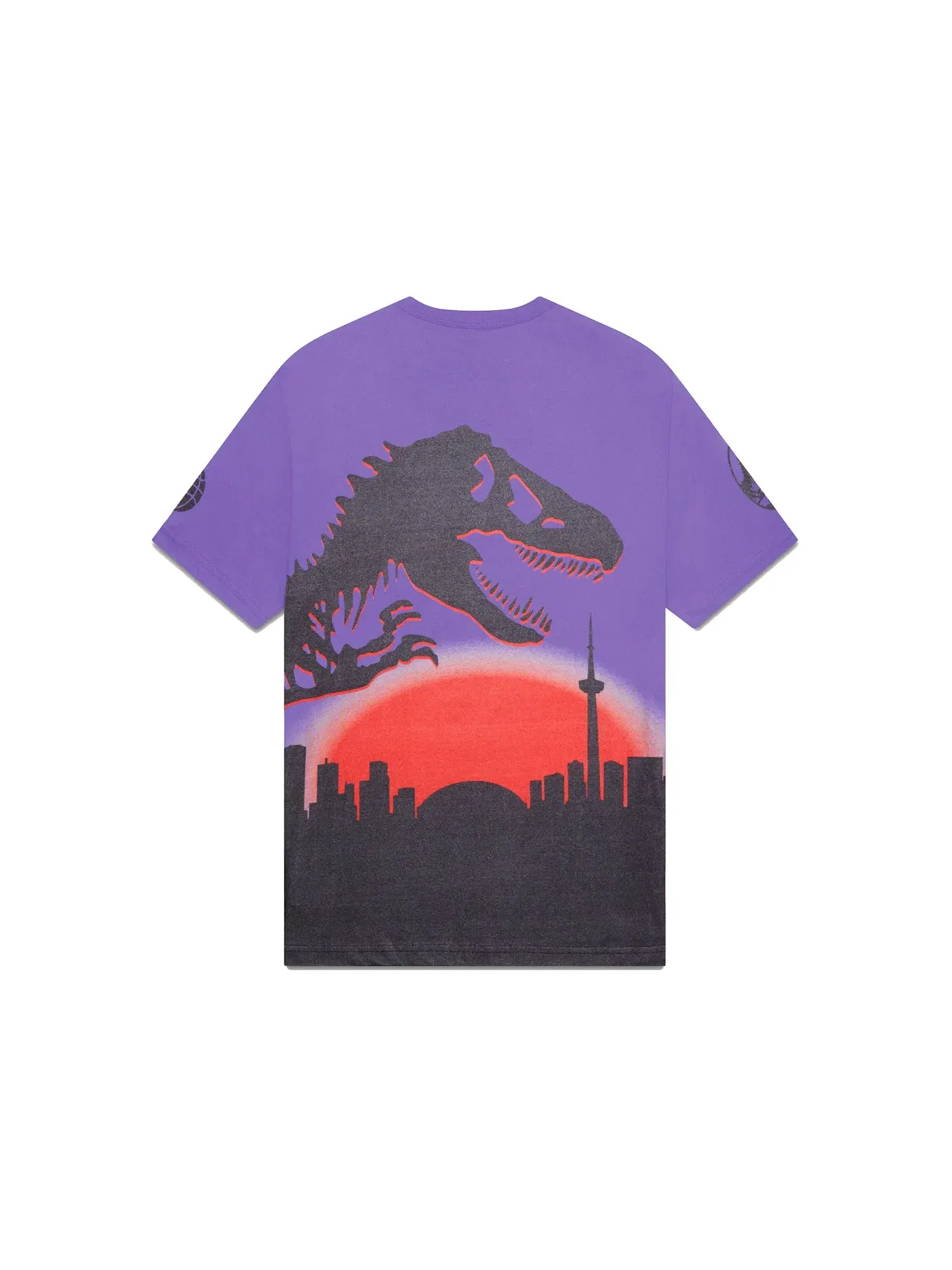 Мужская футболка с принтом OVO Jurassic Park Skyline T-shirt — изображение 2 из 2, фиолетовый