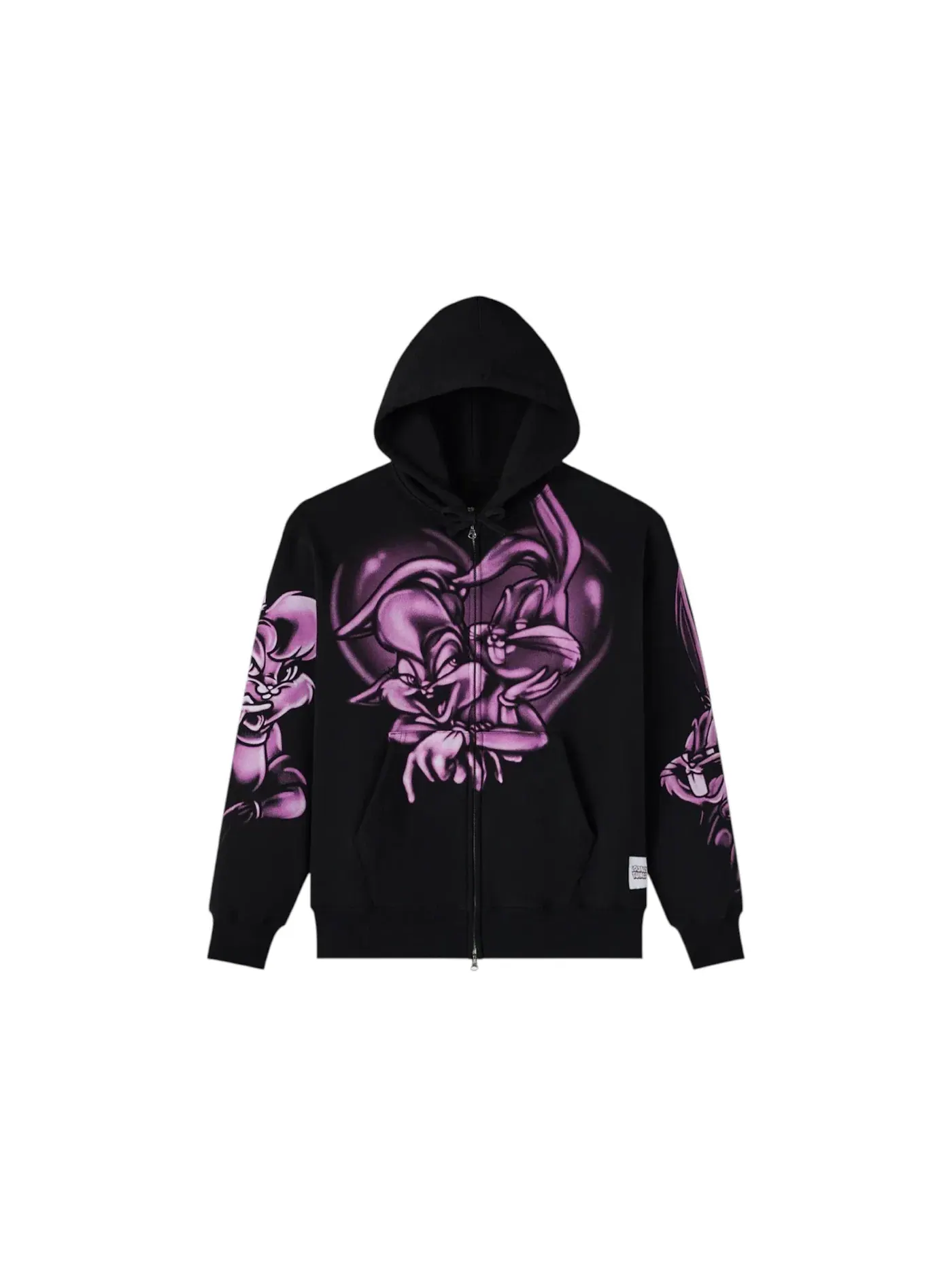 Мужская худи с принтом OVO Looney Tunes Airbrush Full-Zip — изображение 1 из 2, черный