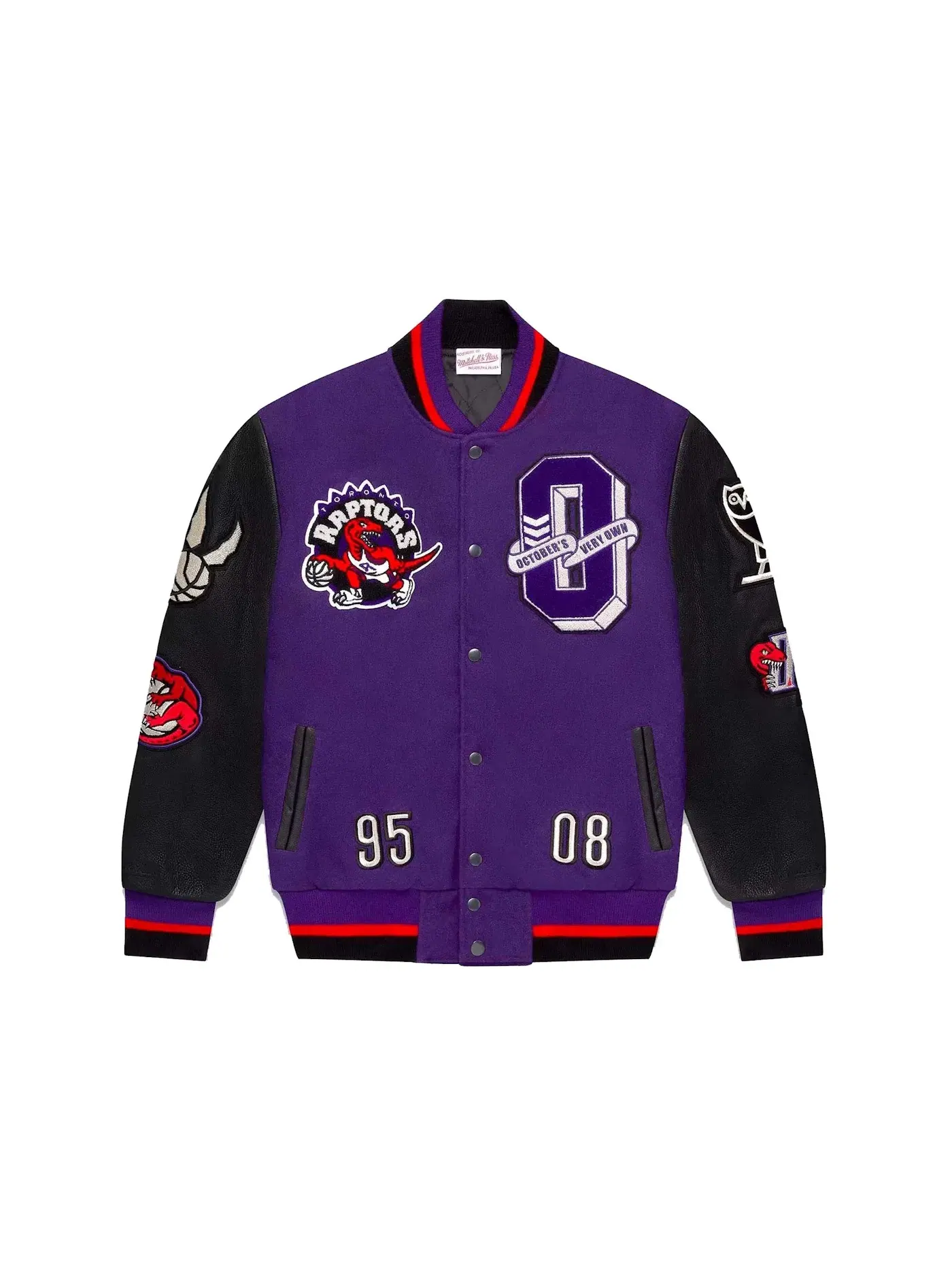 Мужская куртка-бомбер с принтом Mitchell And Ness '95 Raptors Varsity Jacket OVO — изображение 1 из 2, фиолетовый