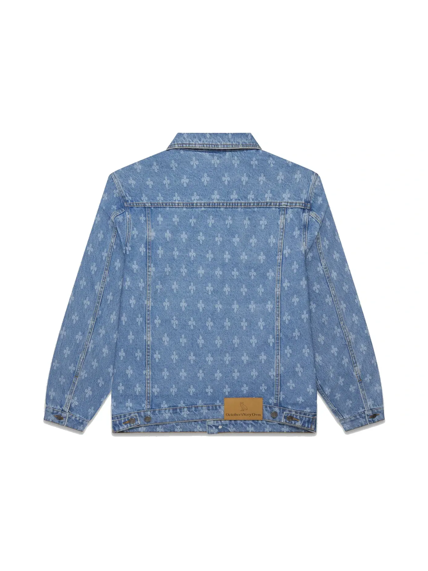Мужская джинсовая куртка с принтом OVO Monogram Denim Trucker Jacket — изображение 2 из 2, индиго