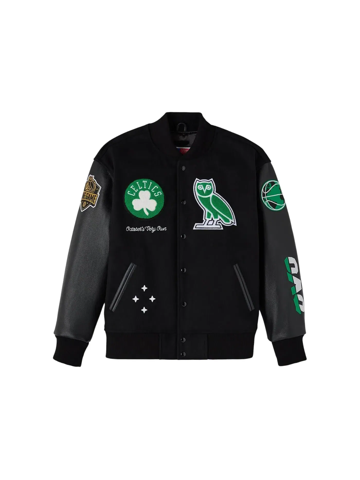 Мужская куртка-бомбер с принтом Varsity Jacket OVO — изображение 1 из 2, черный