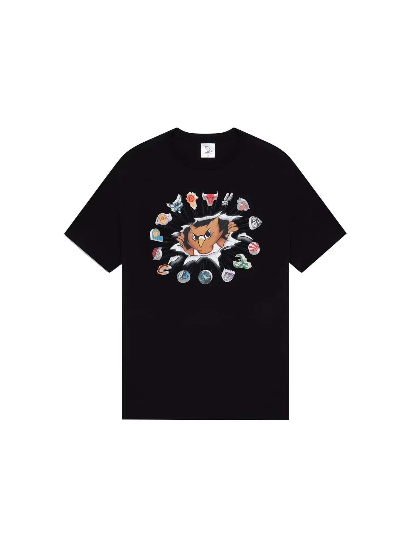 Мужская футболка с принтом OVO NBA Mascot T-Shirt OVO — изображение 1 из 2, черный