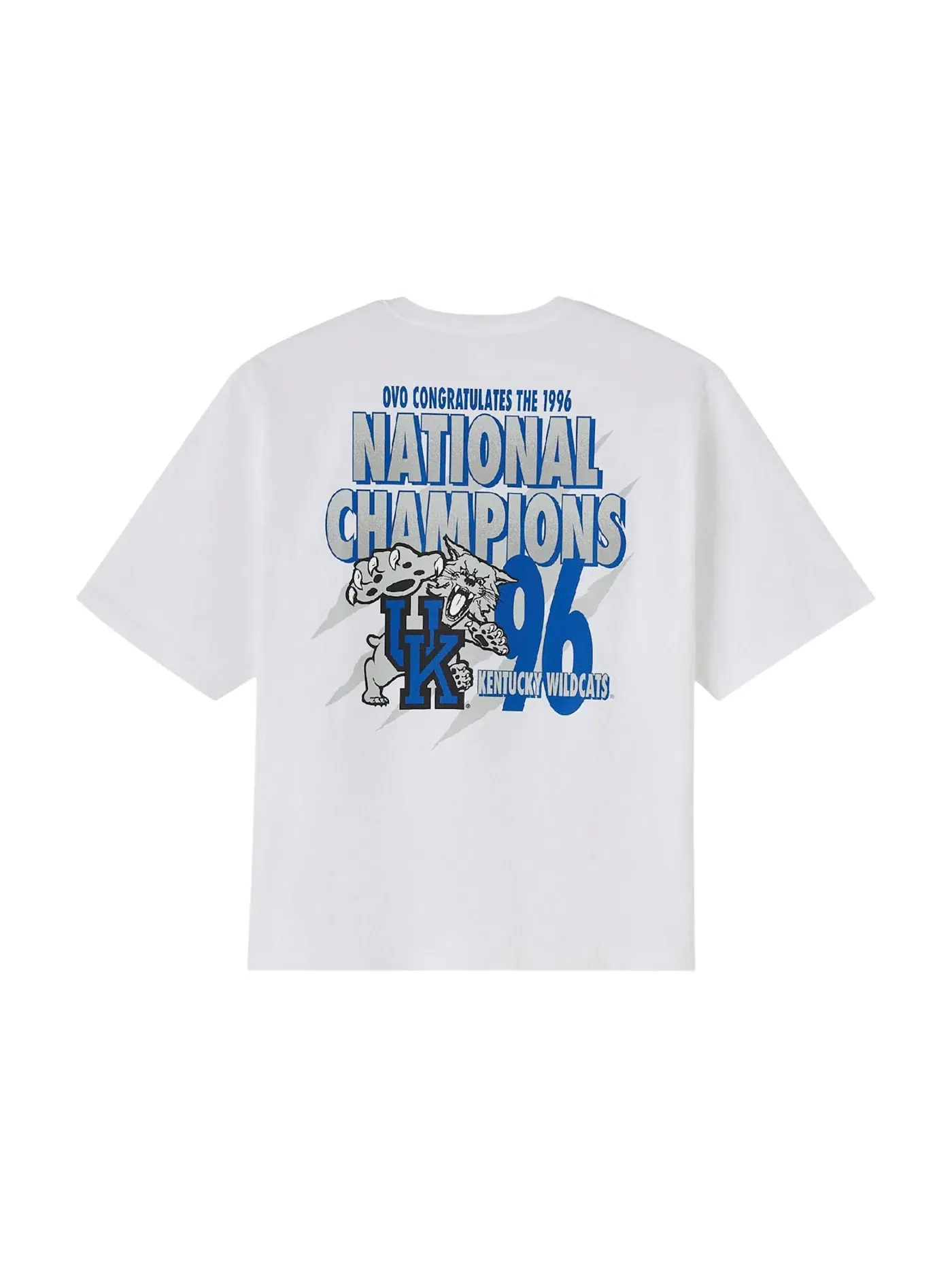 Мужская футболка с принтом OVO NCAA Kentucky Wildcats 1996 National Champions T-Shirt — изображение 2 из 2, белый