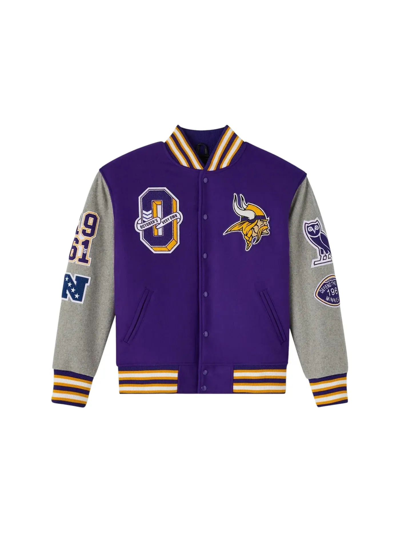 Мужская шерстяная куртка-бомбер OVO NFL Minnesota Vikings Purple