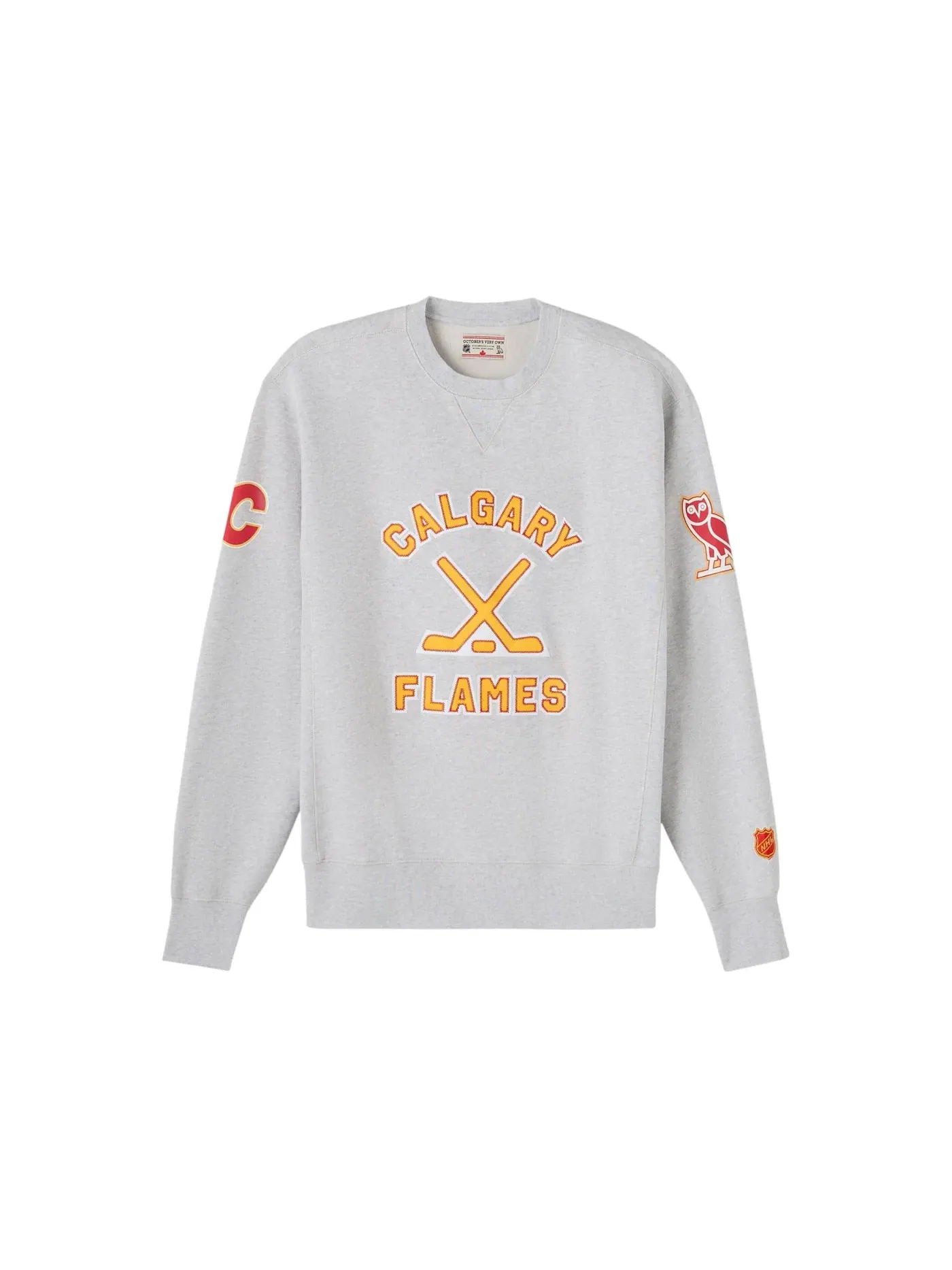Мужской свитшот с длинным рукавом OVO NHL Calgary Flames Crewneck — изображение 1 из 2, пепельный вереск