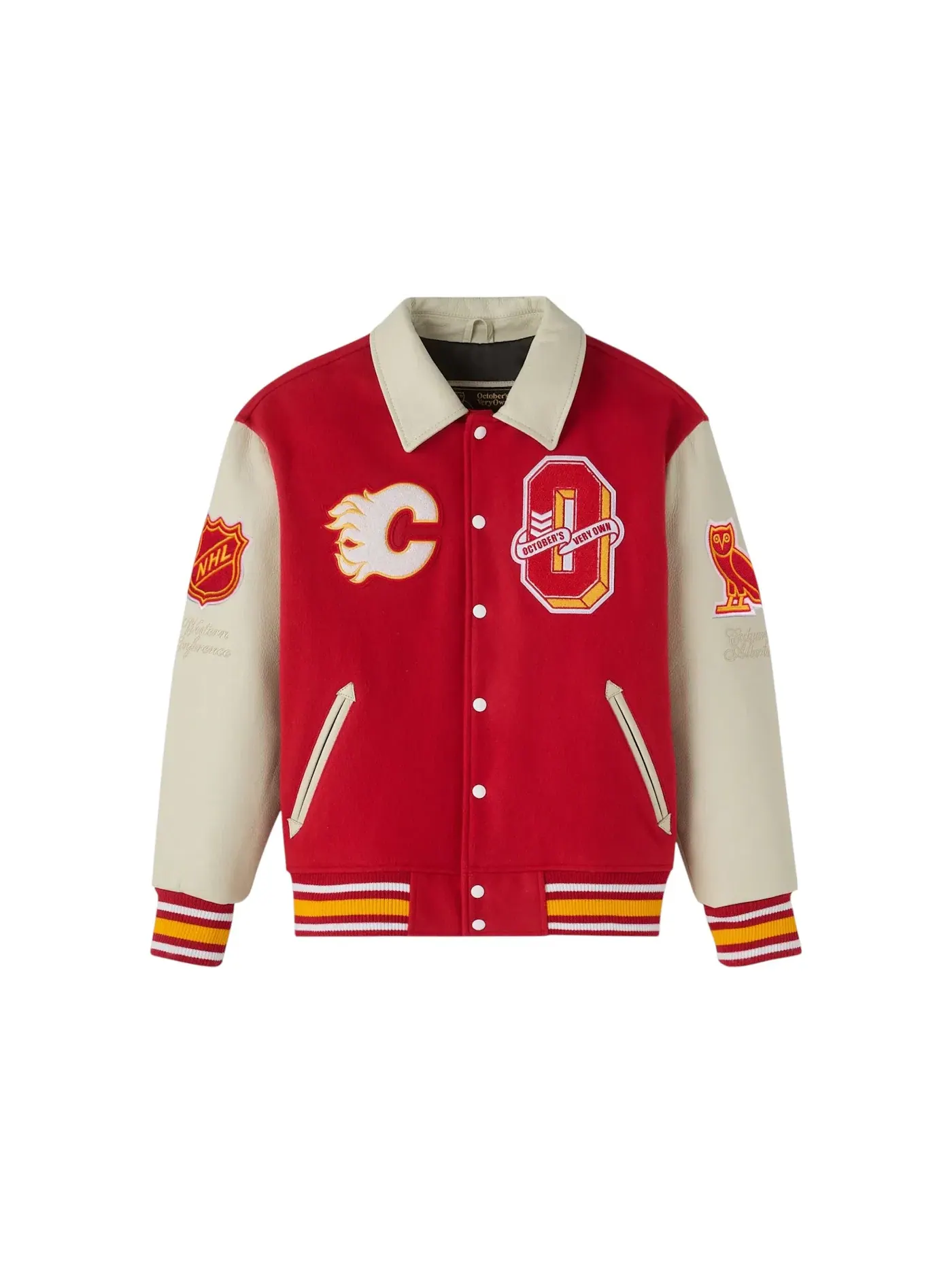 Мужская куртка-бомбер OVO NHL Calgary Flames Varsity Jacket — изображение 1 из 2, красный