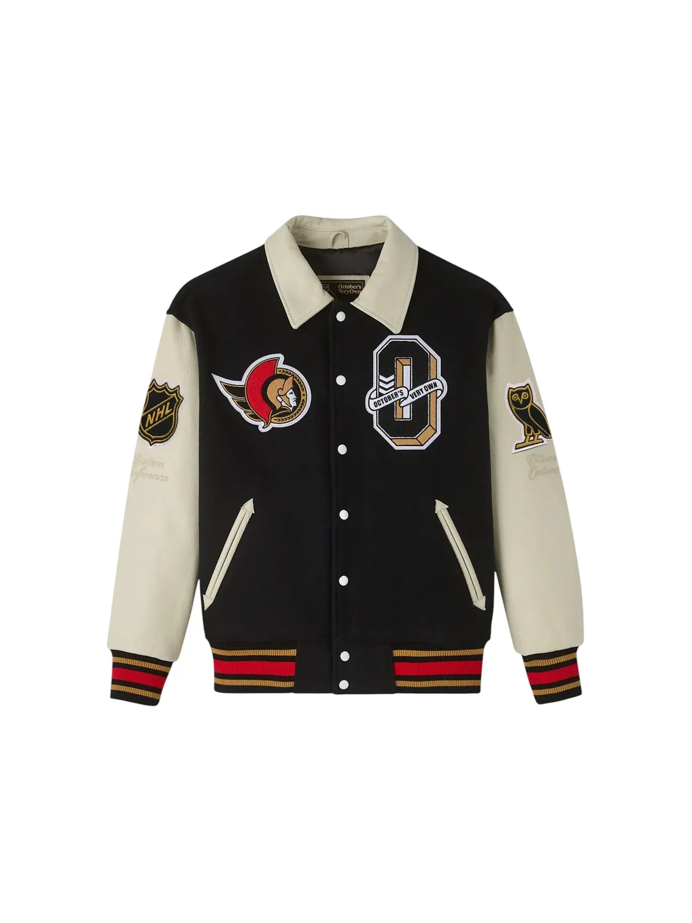 Мужская куртка-бомбер OVO NHL Ottawa Senators Varsity Jacket — изображение 1 из 1, черный