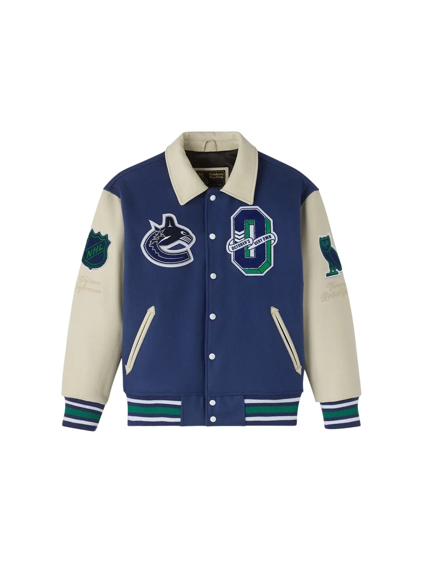 Мужская куртка-бомбер с принтом Varsity Jacket OVO — изображение 1 из 1, синий