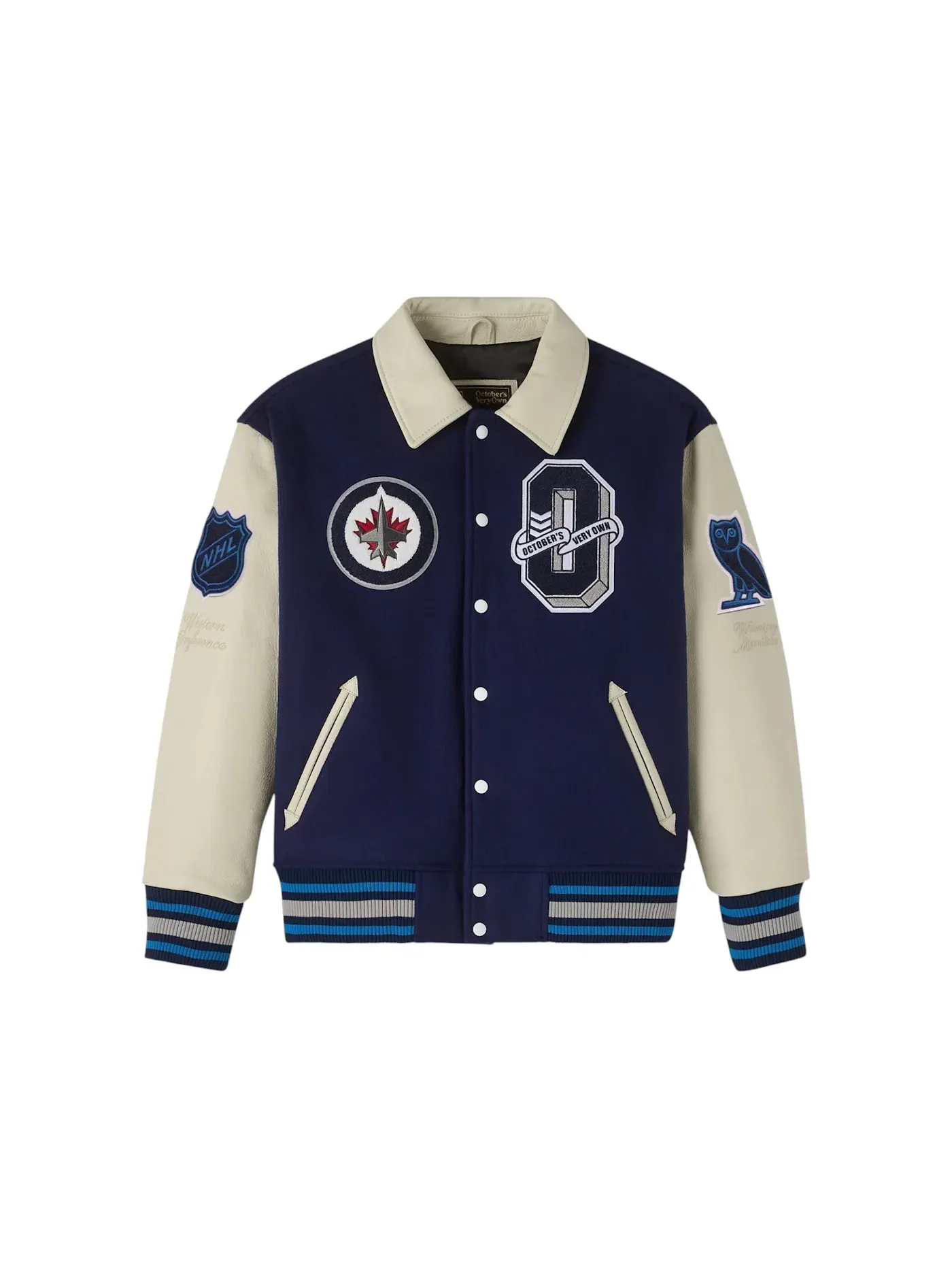 Мужская куртка-бомбер OVO NHL Winnipeg Jets Varsity Jacket — изображение 1 из 1, темно-синий