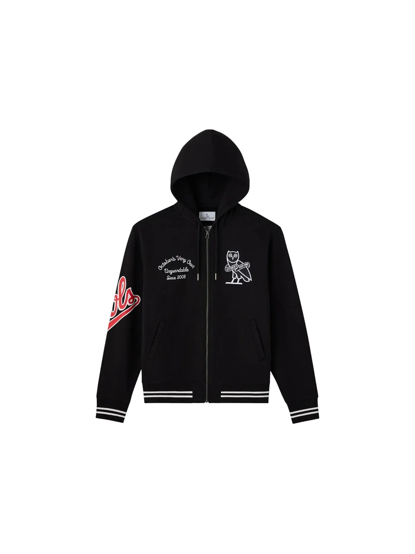 Мужская худи на молнии OVO Owls Varsity Full-Zip Hoodie — изображение 1 из 1, черный